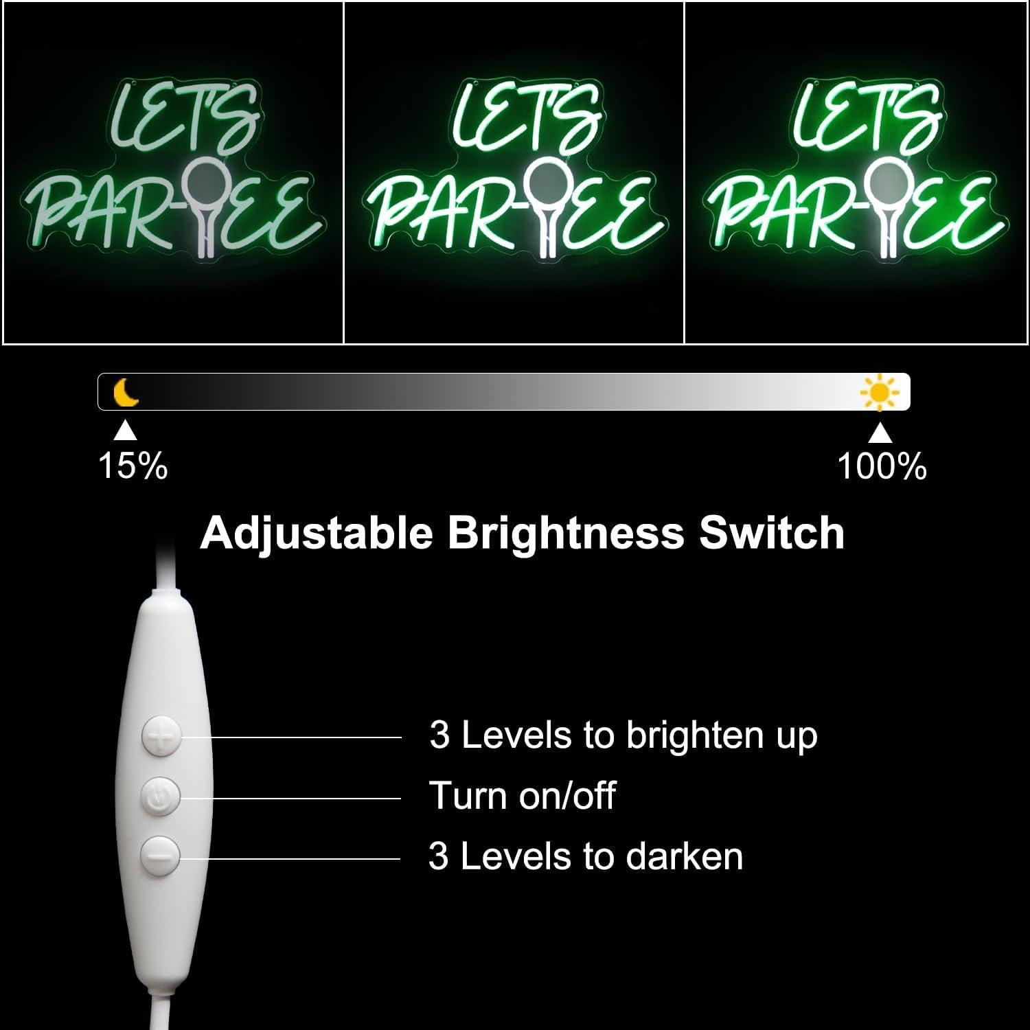 Letrero Neón Kullneon Let's Par Tee - Luz LED Golf 43x26.5cm