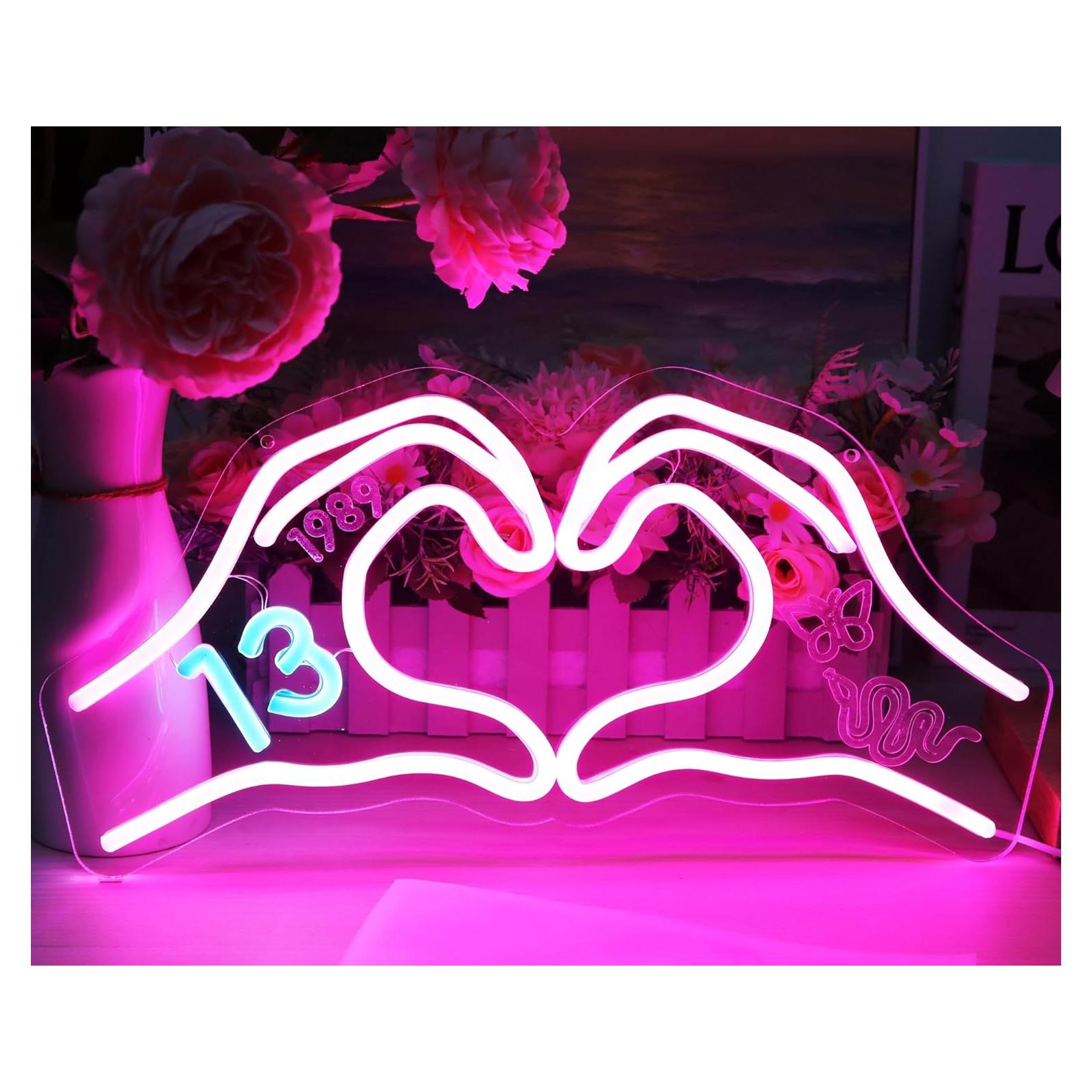 Luz de Neón Corazón Rosa HMASYO 40x20 cm con Regulador USB