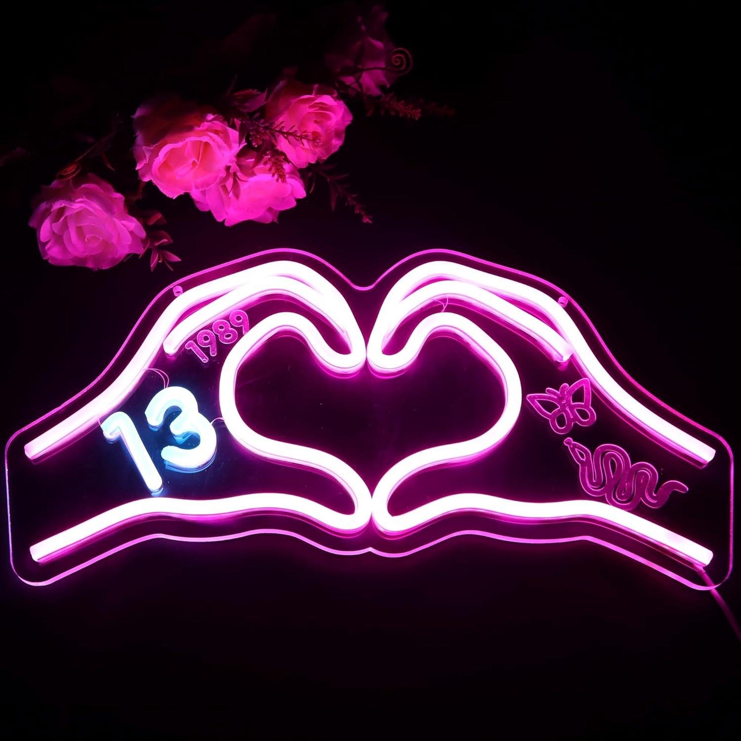 Luz de Neón Corazón Rosa HMASYO 40x20 cm con Regulador USB