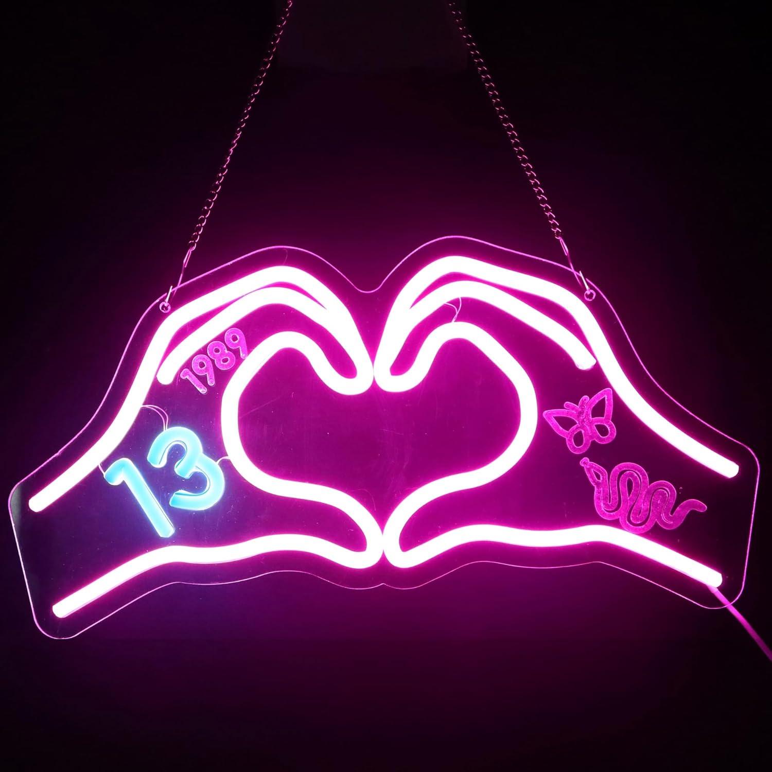 Luz de Neón Corazón Rosa HMASYO 40x20 cm con Regulador USB