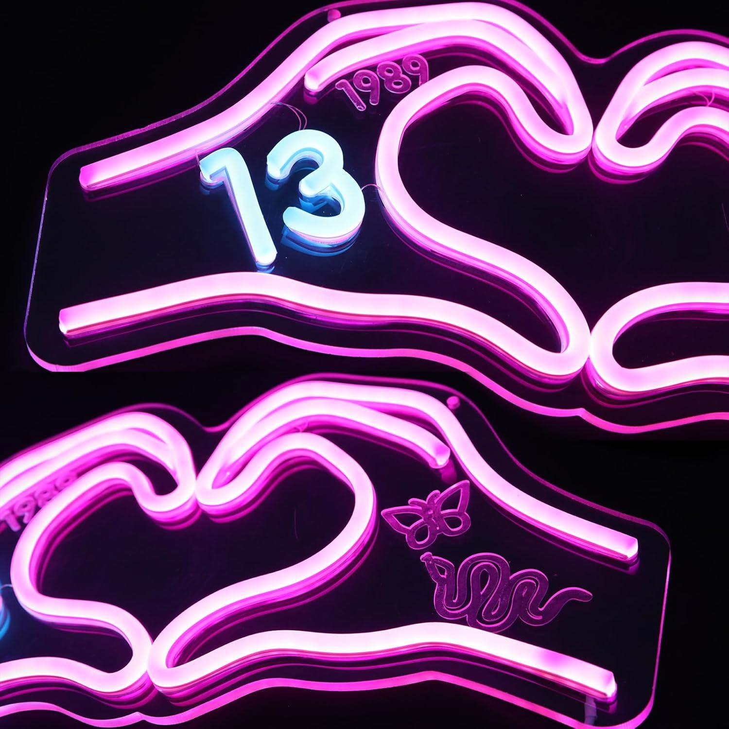 Luz de Neón Corazón Rosa HMASYO 40x20 cm con Regulador USB