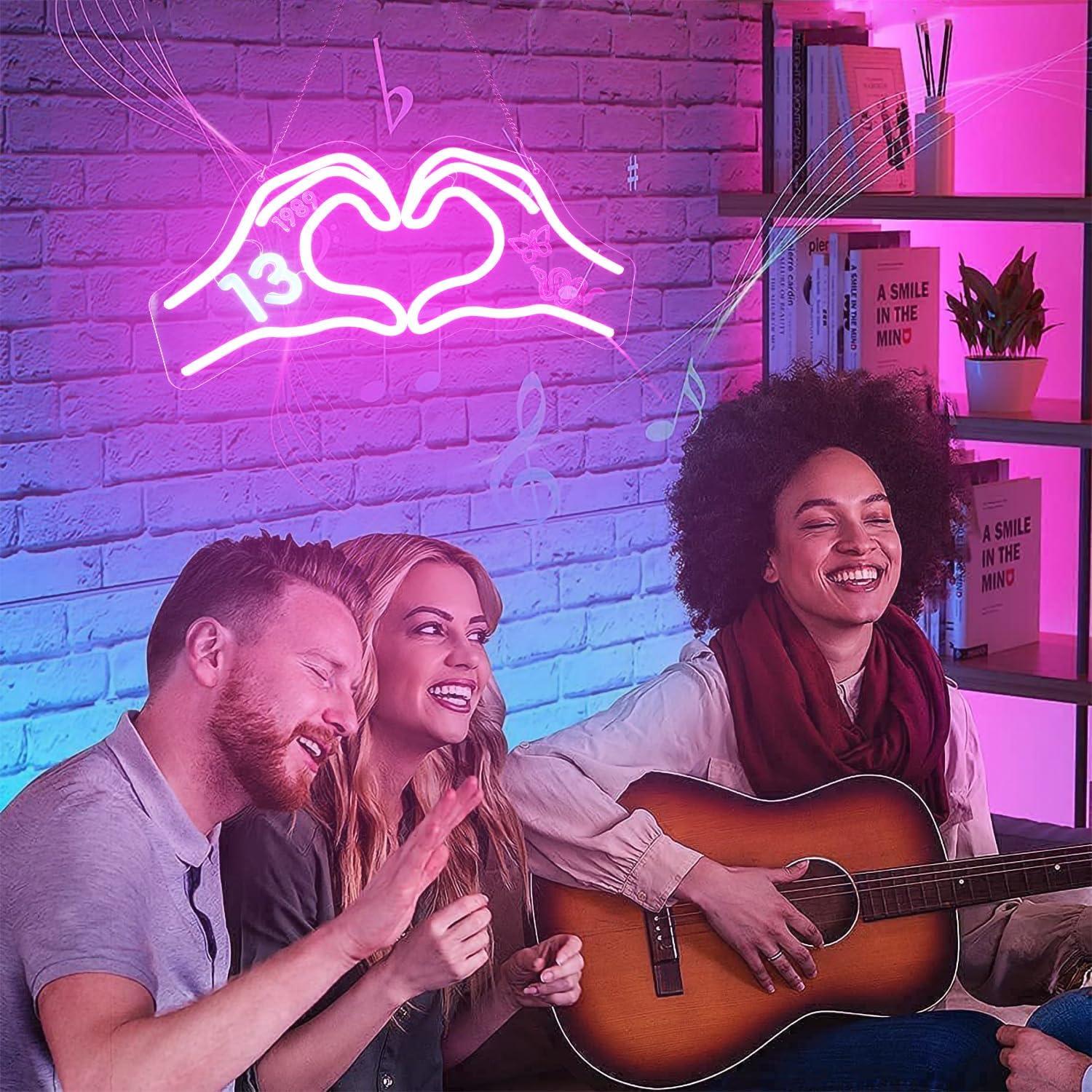 Luz de Neón Corazón Rosa HMASYO 40x20 cm con Regulador USB