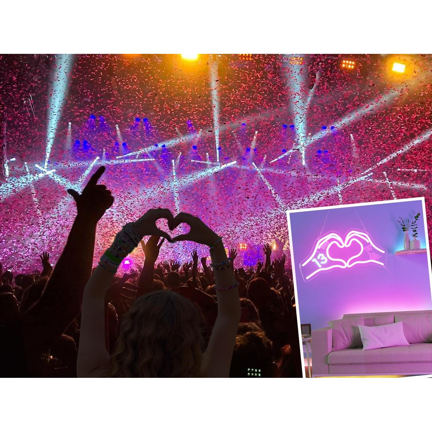 Luz de Neón Corazón Rosa HMASYO 40x20 cm con Regulador USB