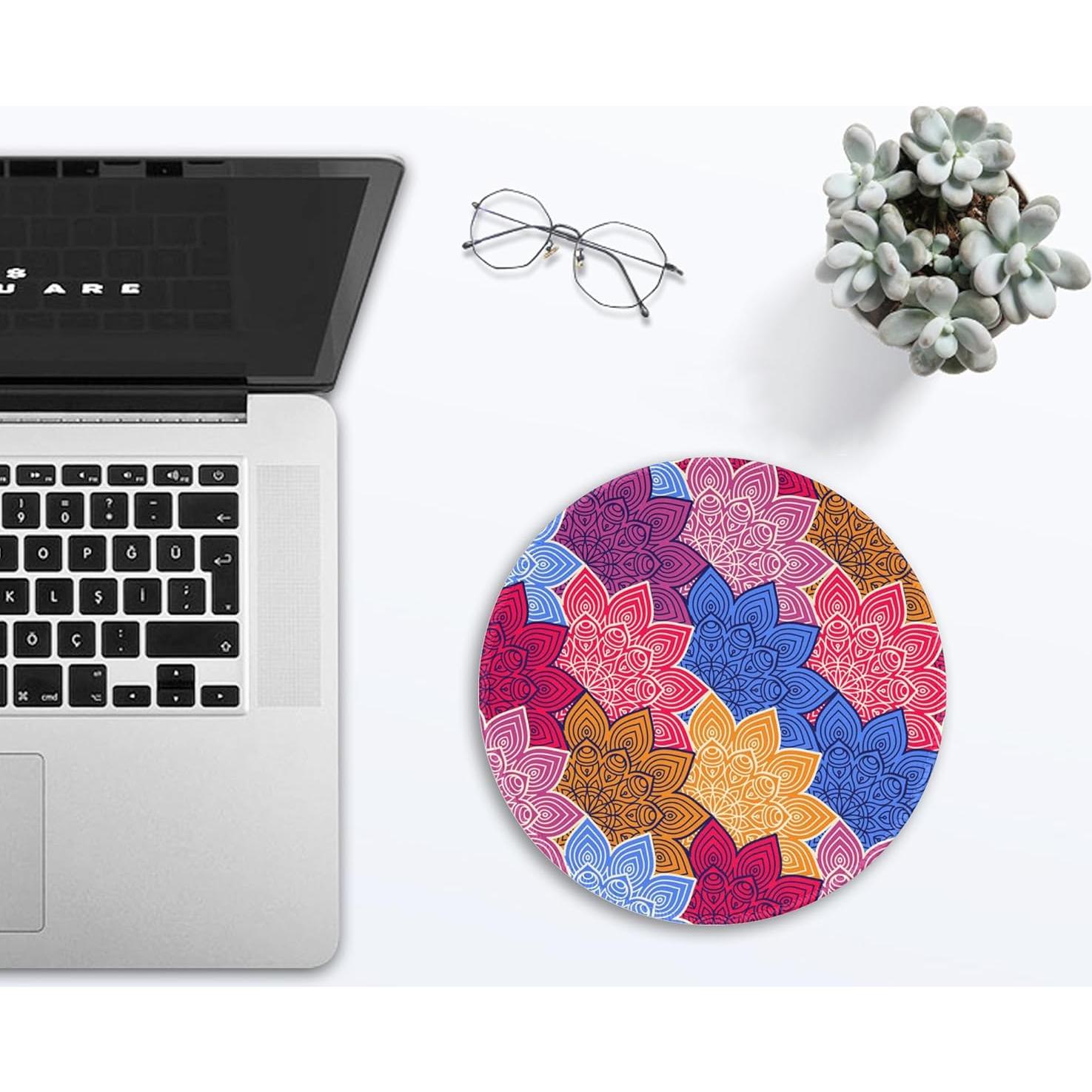 Alfombrilla de Escritorio Redonda KOAIWPAE Floral Étnica 22.35 cm