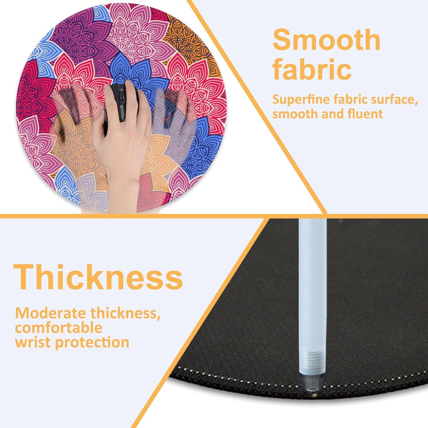 Alfombrilla de Escritorio Redonda KOAIWPAE Floral Étnica 22.35 cm