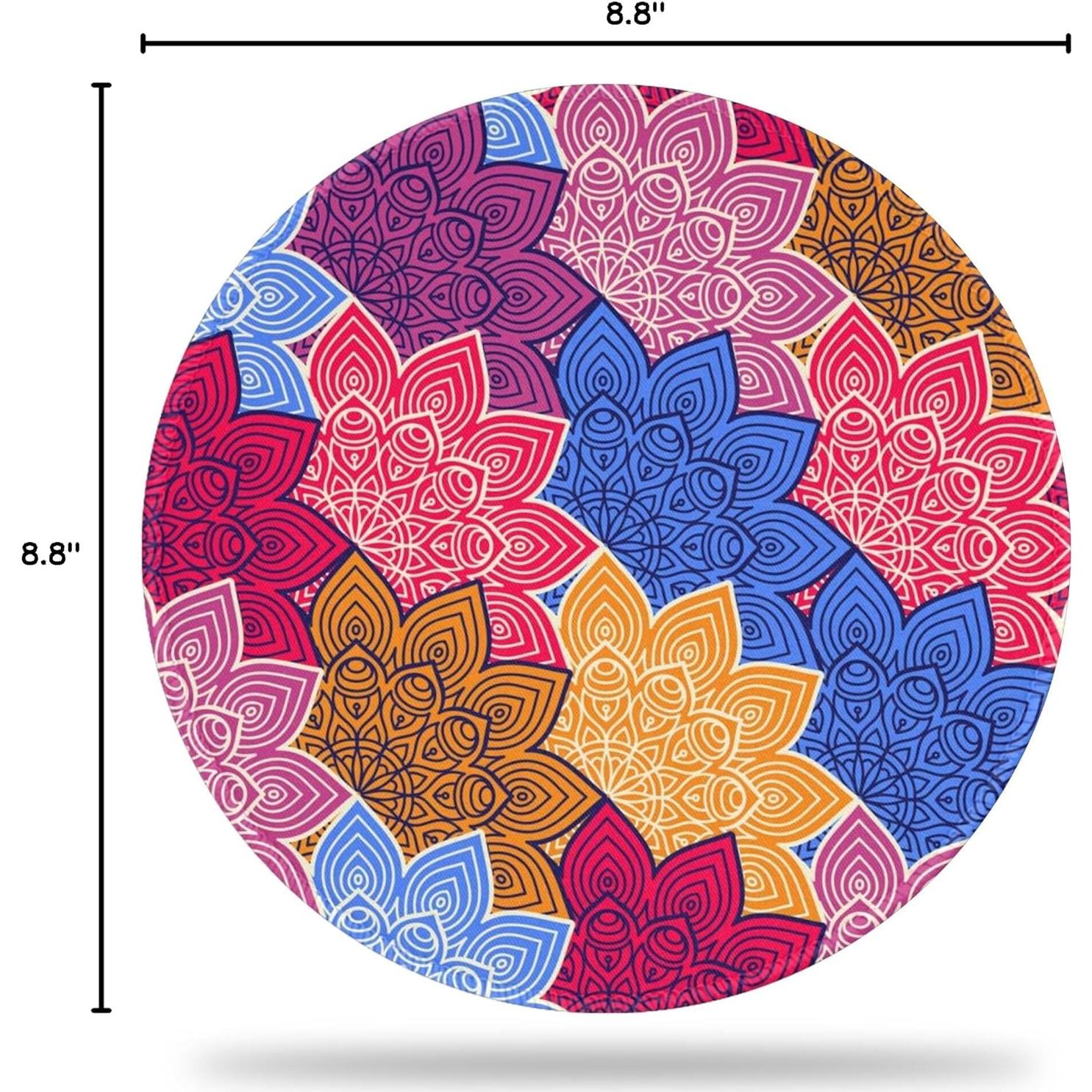 Alfombrilla de Escritorio Redonda KOAIWPAE Floral Étnica 22.35 cm