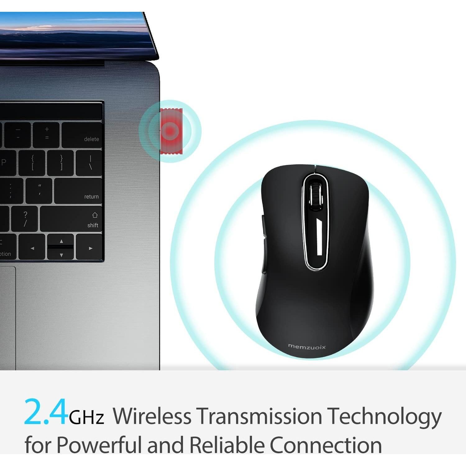 Ratón Inalámbrico Memzuoix GAYI 1400 DPI USB Negro