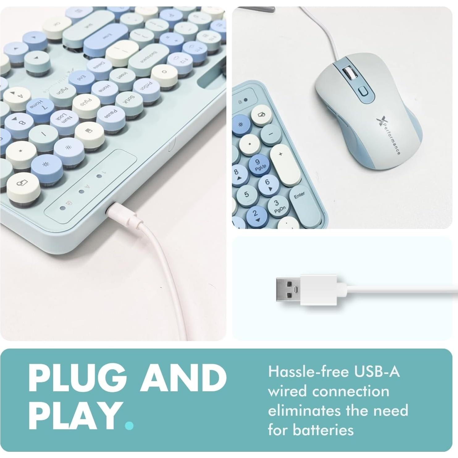 Combo Teclado y Ratón X9 Retroiluminado Azul Pastel 109 Teclas