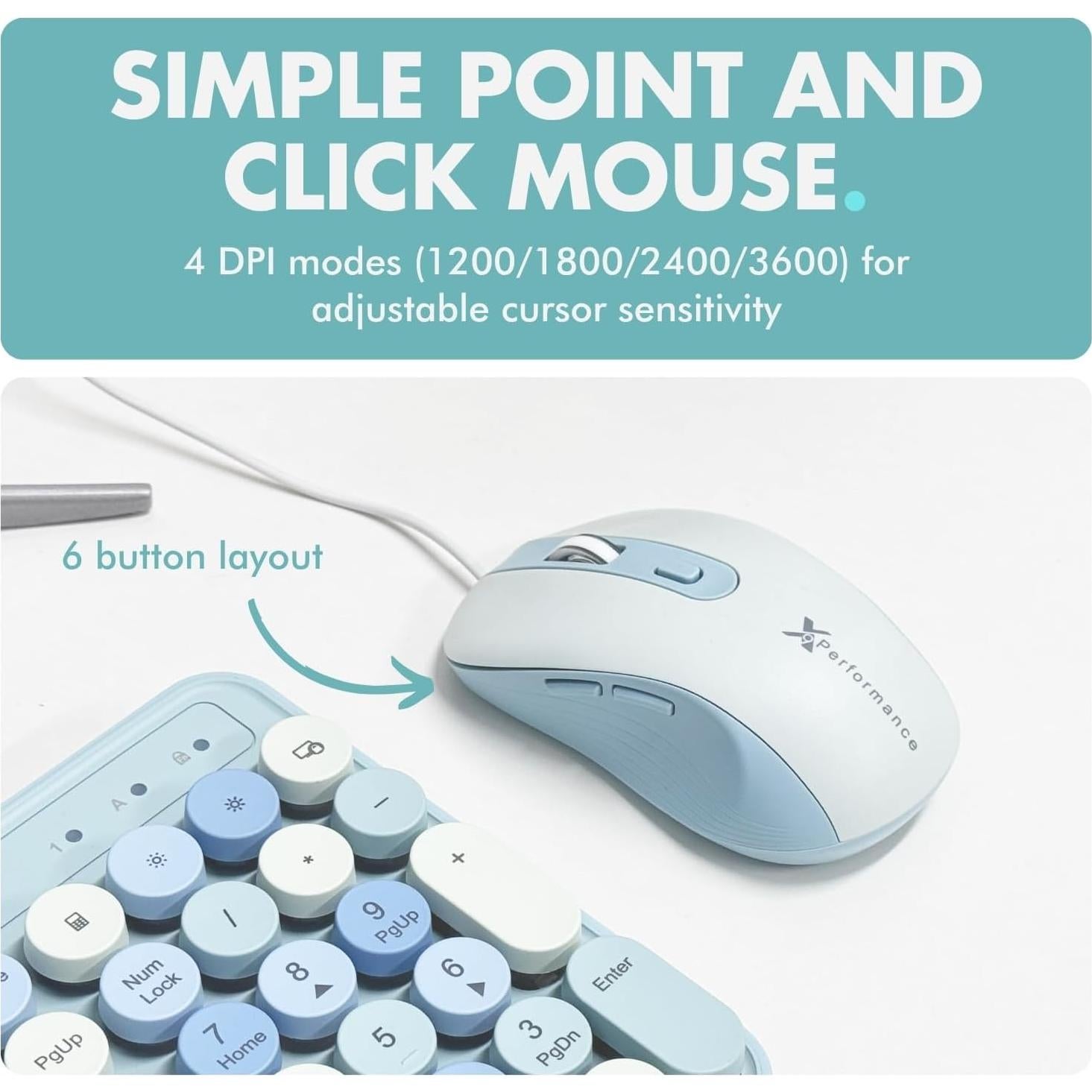 Combo Teclado y Ratón X9 Retroiluminado Azul Pastel 109 Teclas