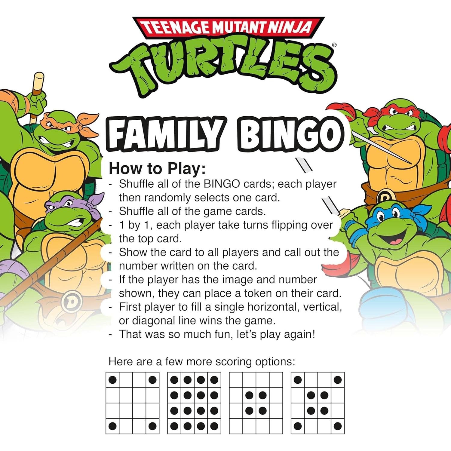 Juego de Bingo Tortugas Ninja AQUARIUS - 18 Tarjetas - 2-18 Jugadores