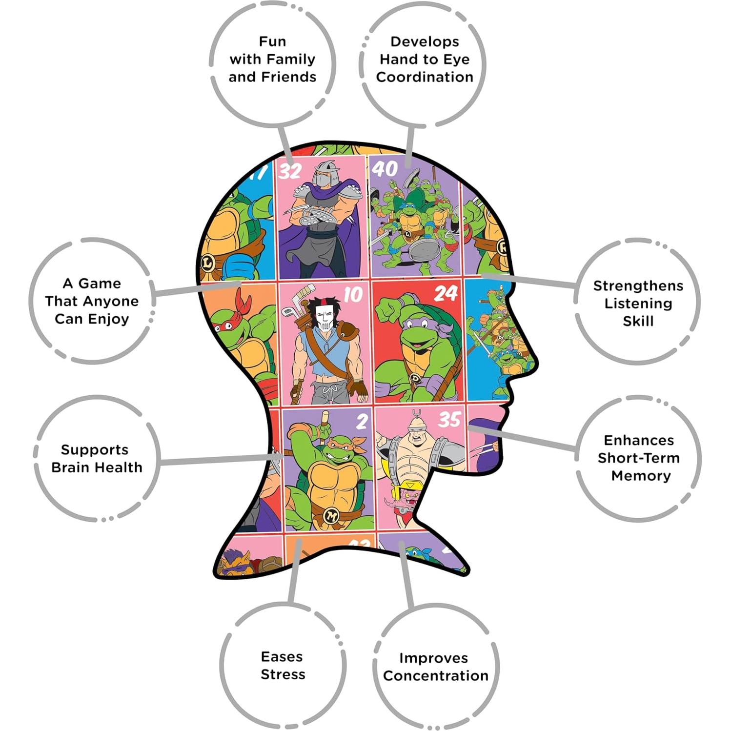 Juego de Bingo Tortugas Ninja AQUARIUS - 18 Tarjetas - 2-18 Jugadores