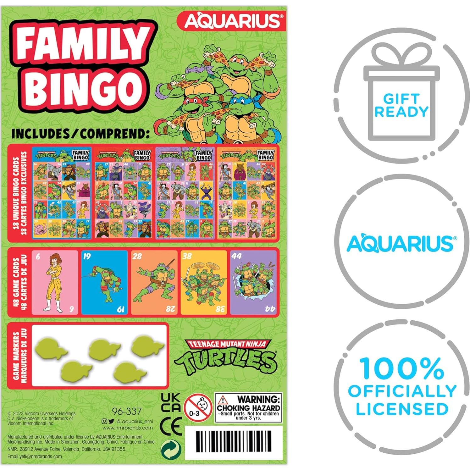 Juego de Bingo Tortugas Ninja AQUARIUS - 18 Tarjetas - 2-18 Jugadores