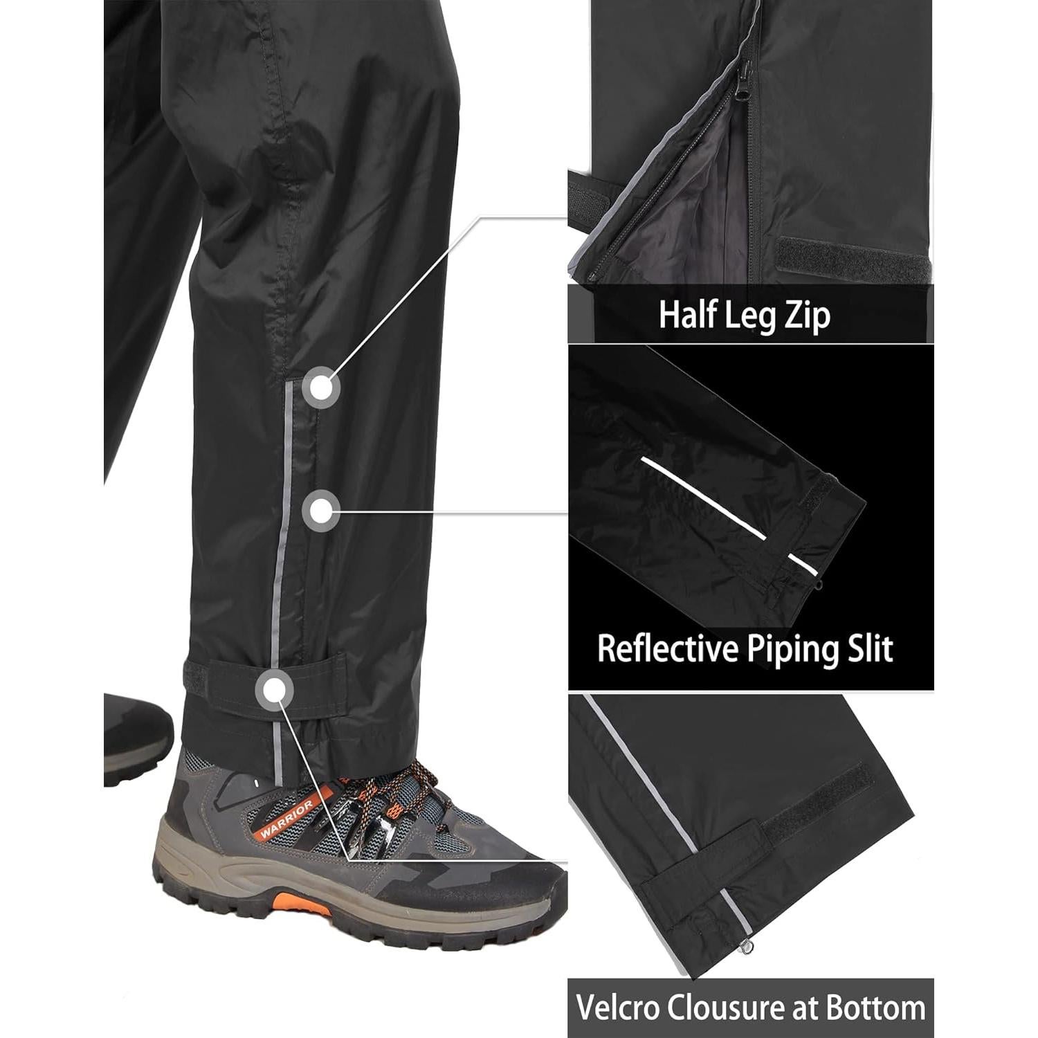 Pantalones de Lluvia Impermeables para Hombre 33,000 pies - Negro