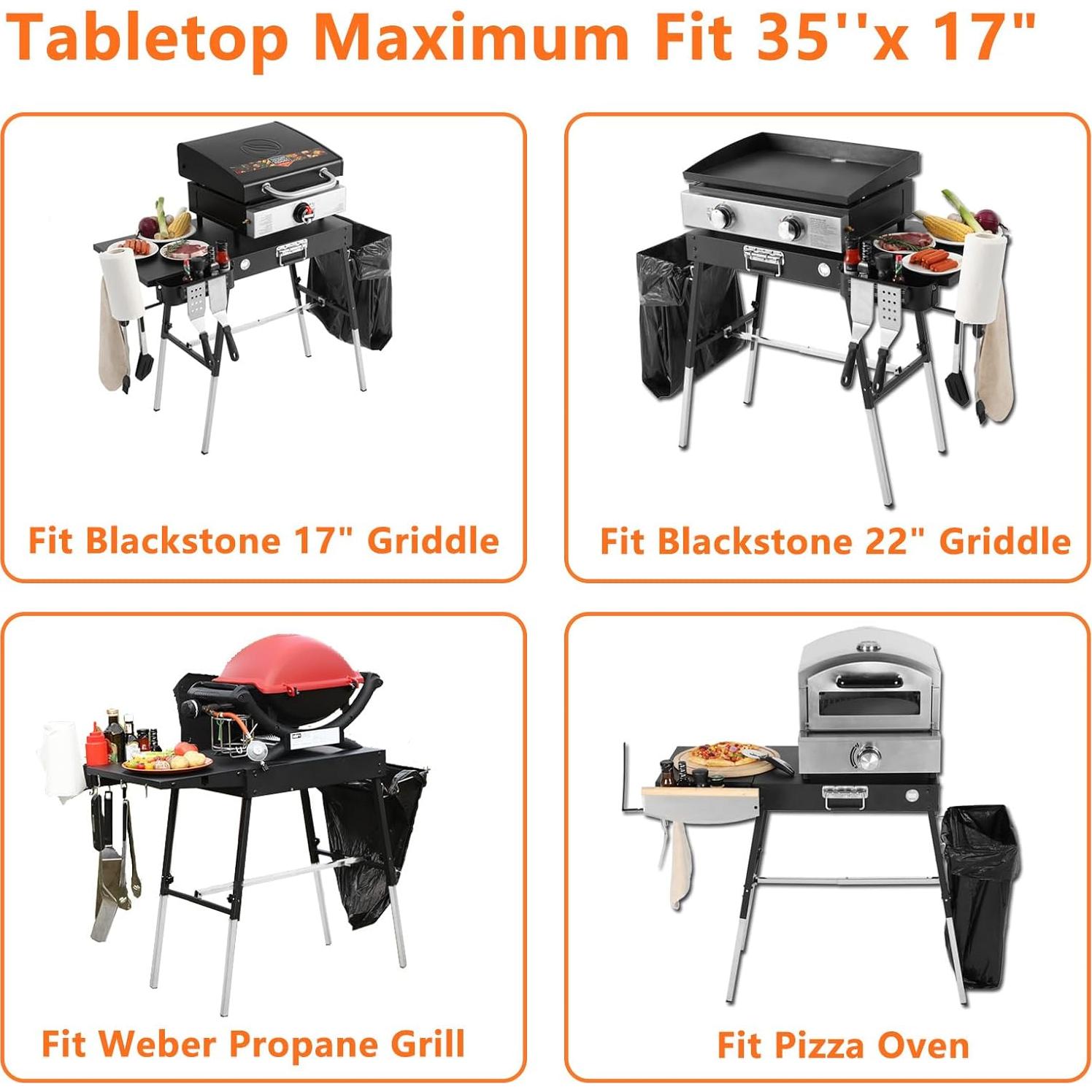 Mesa de Parrilla Portátil FOZHUANWU GT45 Plegable 3 Alturas
