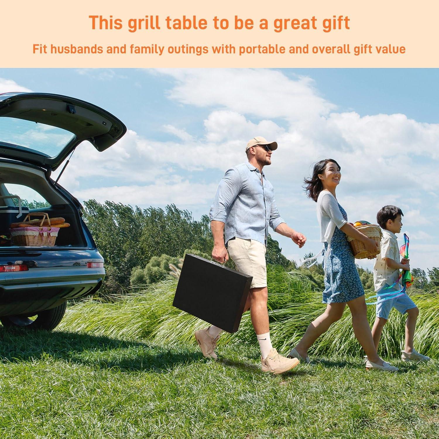 Mesa de Parrilla Portátil FOZHUANWU GT45 Plegable 3 Alturas