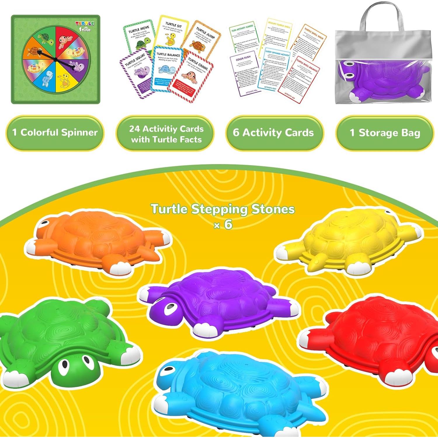 Piedras de Salto Tortuga ABERLLS para Niños 3-7 Años