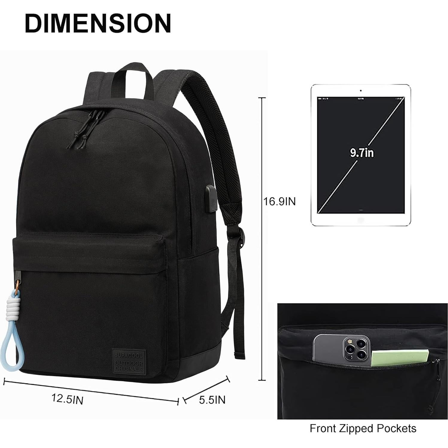 Mochila SUPACOOL Unisex 17L con Puerto USB Resistente al Agua