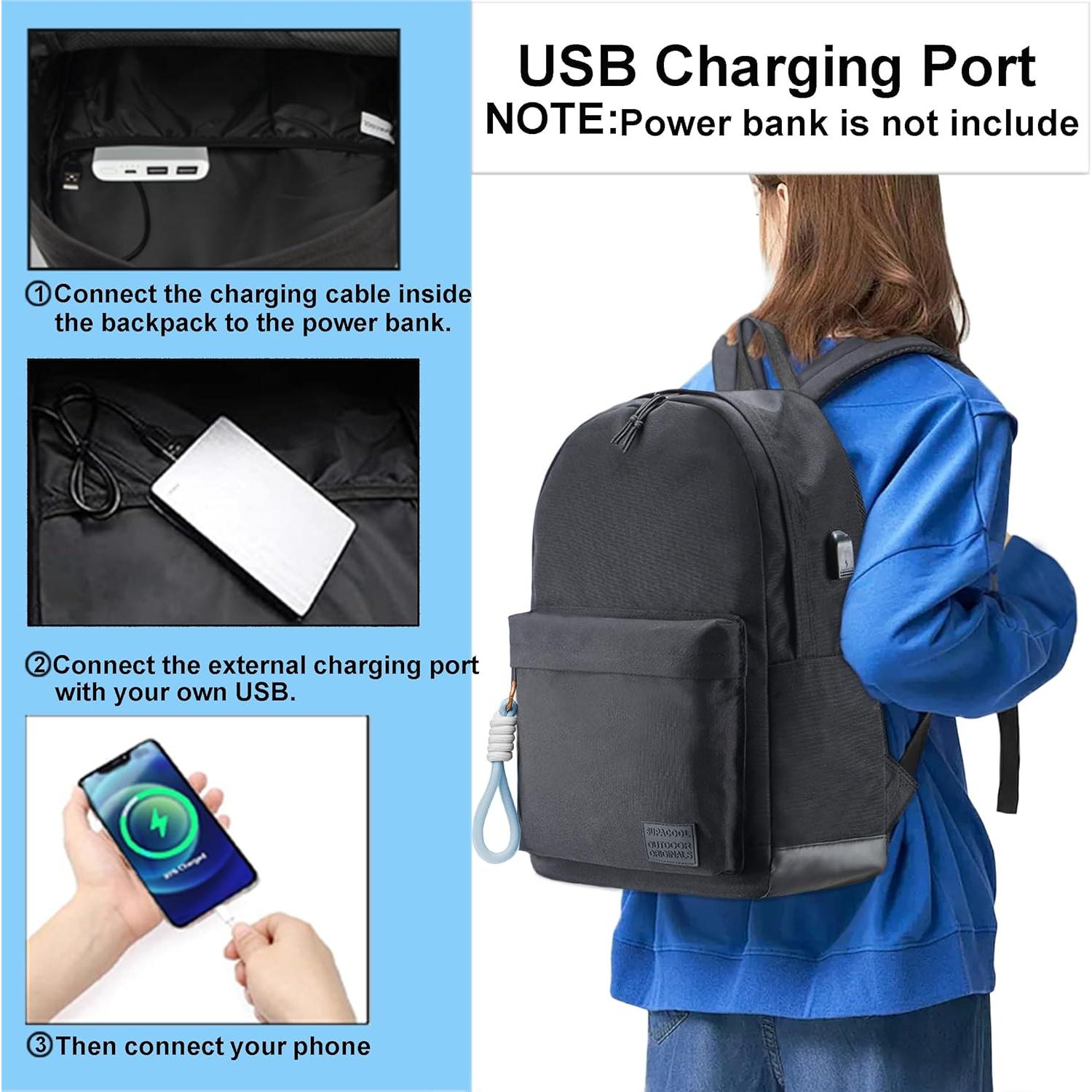 Mochila SUPACOOL Unisex 17L con Puerto USB Resistente al Agua