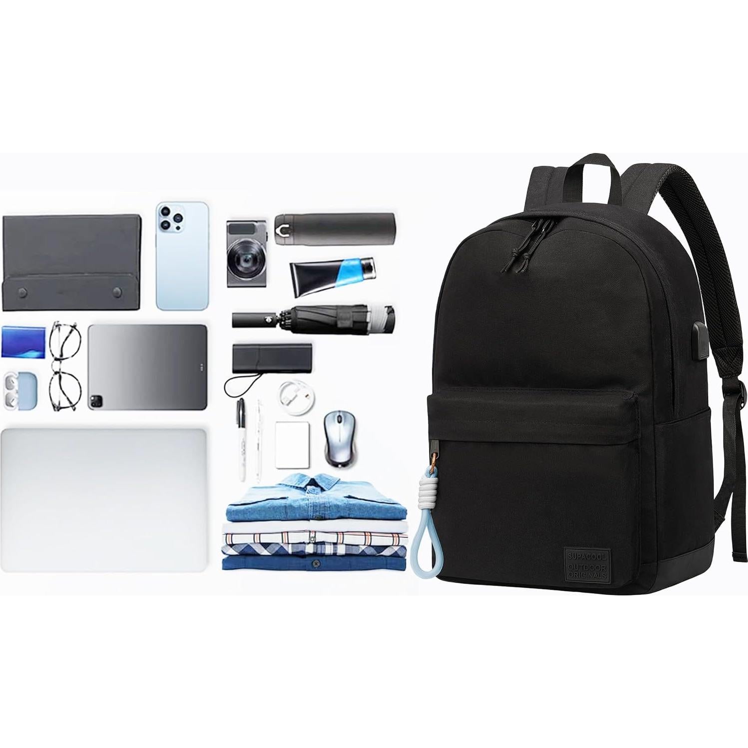 Mochila SUPACOOL Unisex 17L con Puerto USB Resistente al Agua