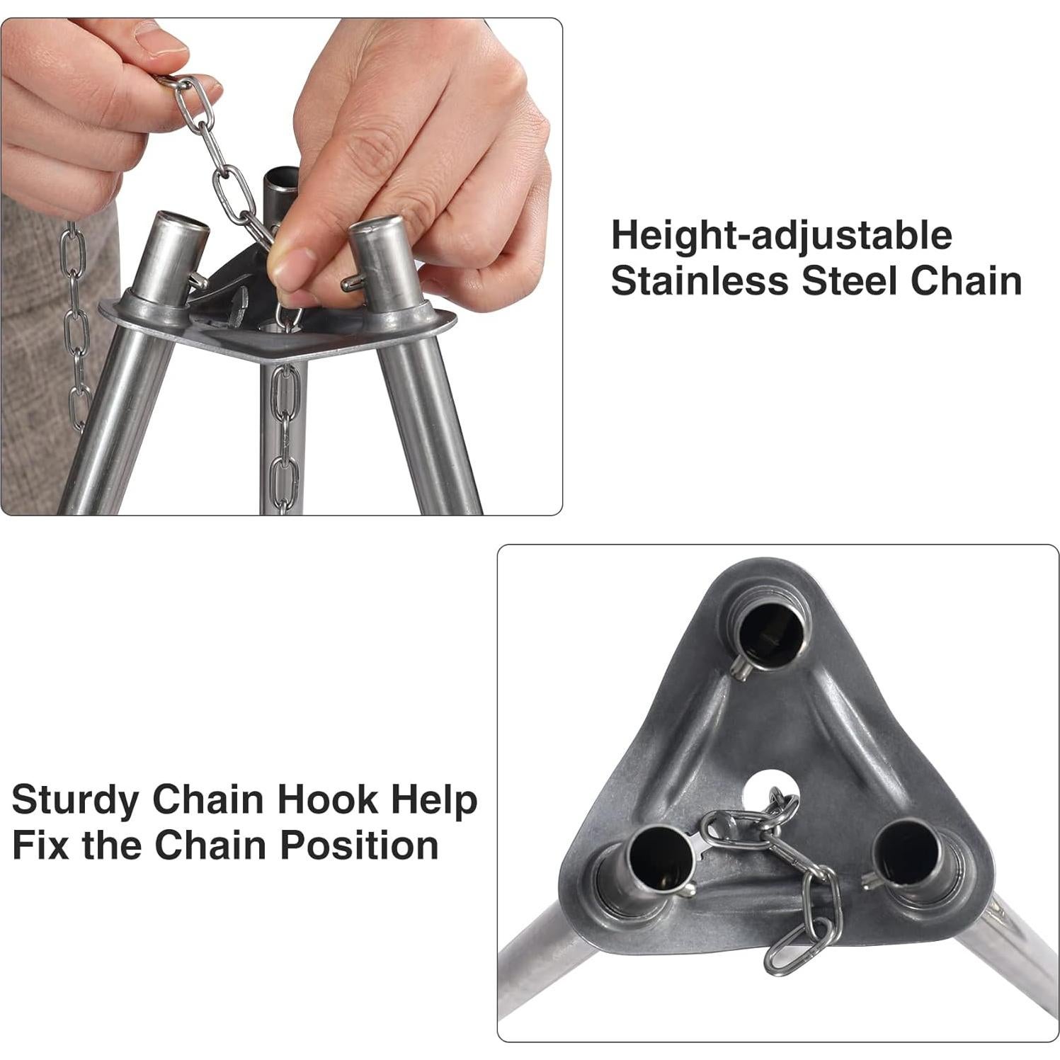 Parrilla de trípode Lineslife de acero inoxidable 35.1 cm