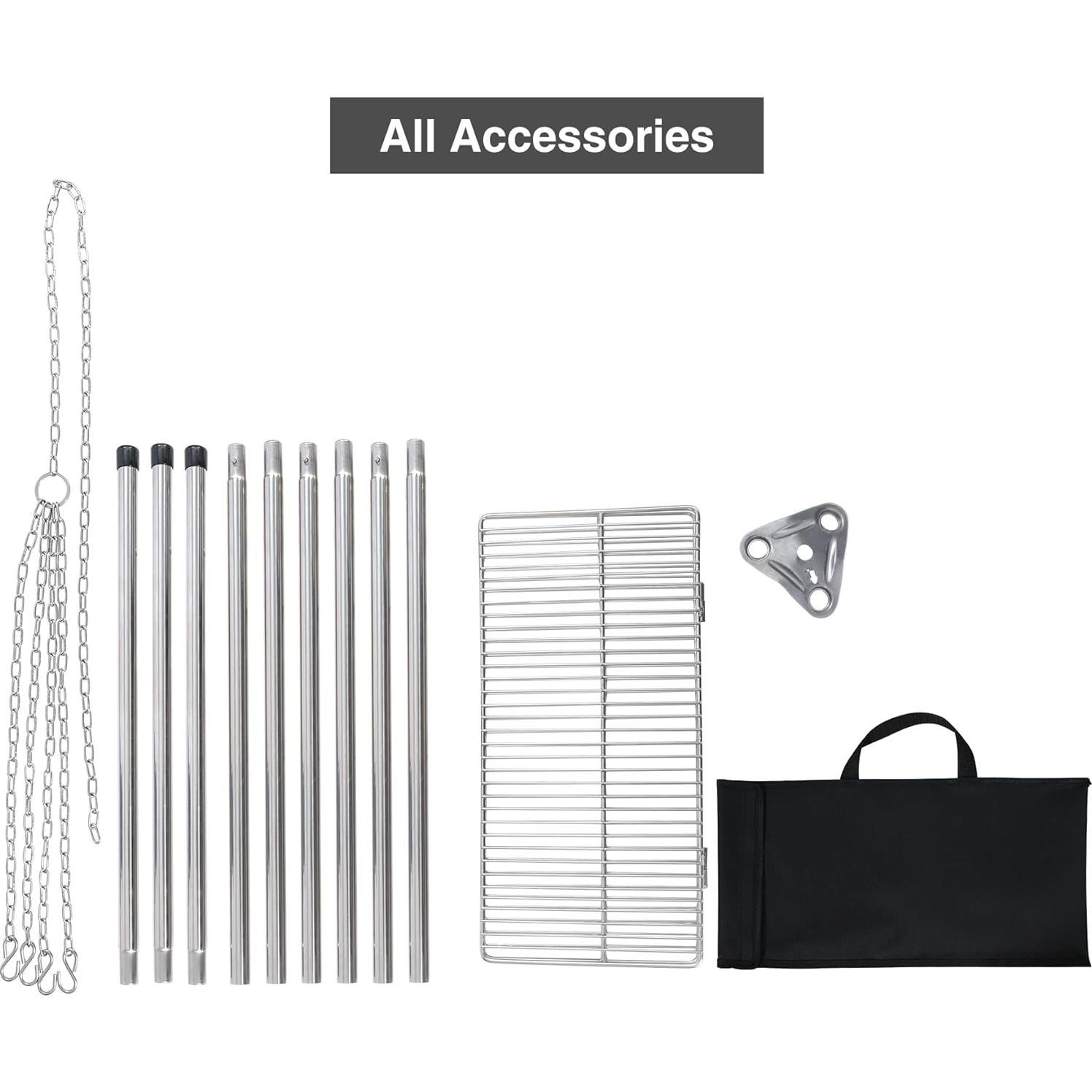 Parrilla de trípode Lineslife de acero inoxidable 35.1 cm