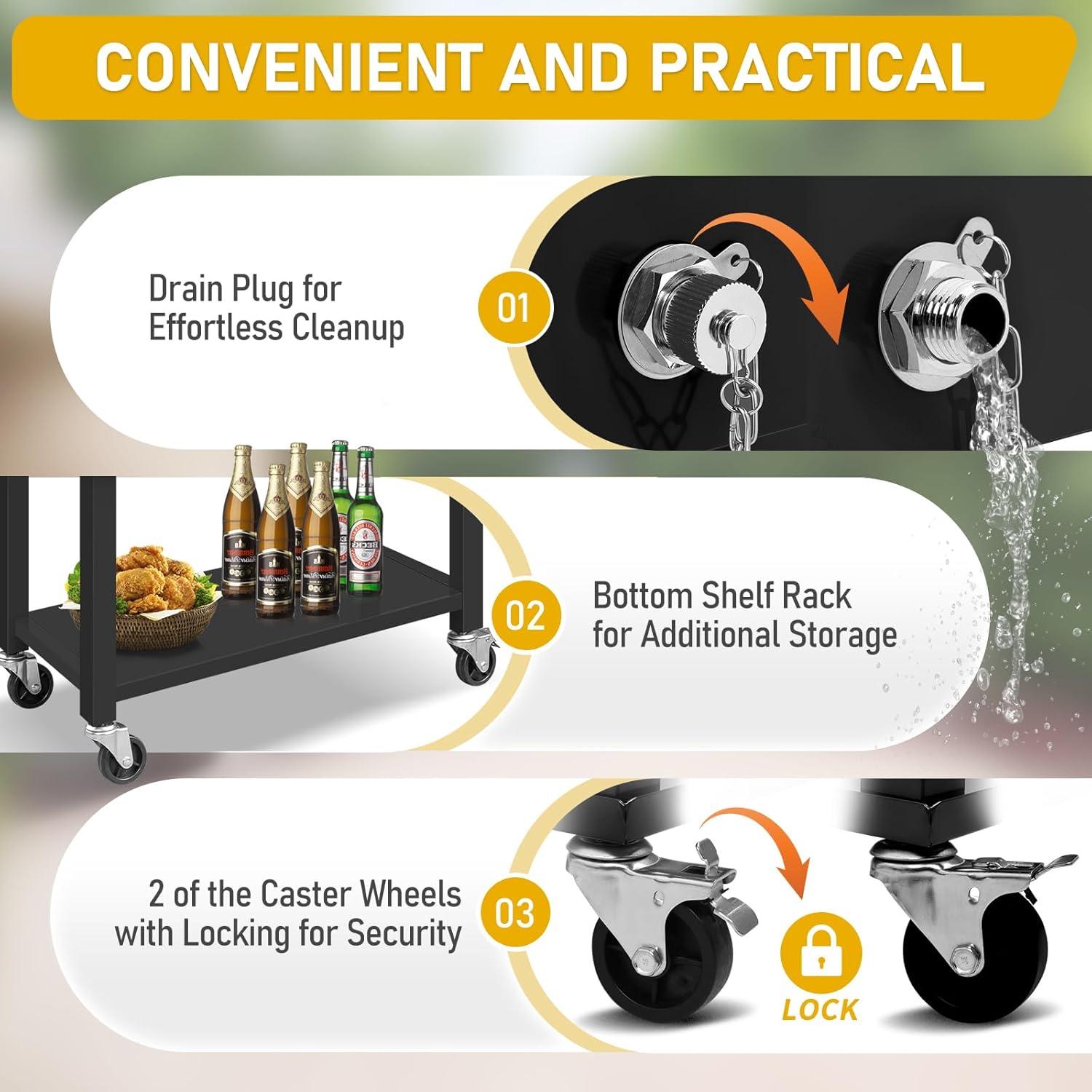 Enfriador Rodante Portátil Outvita 80 Quart Negro Desmontable