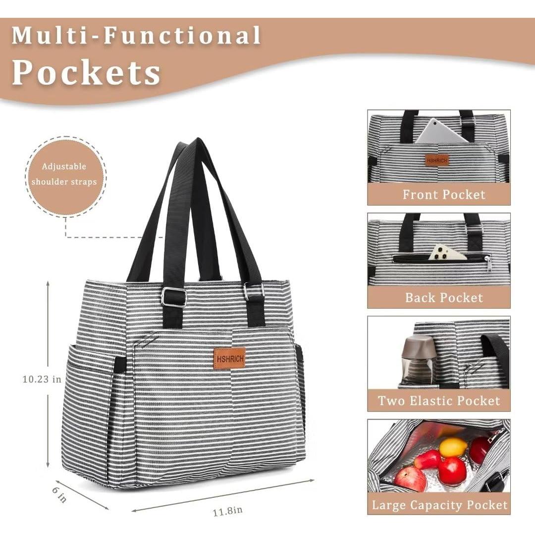 Bolsa de Almuerzo Aislada HSHRICH 12L Rayas para Adultos