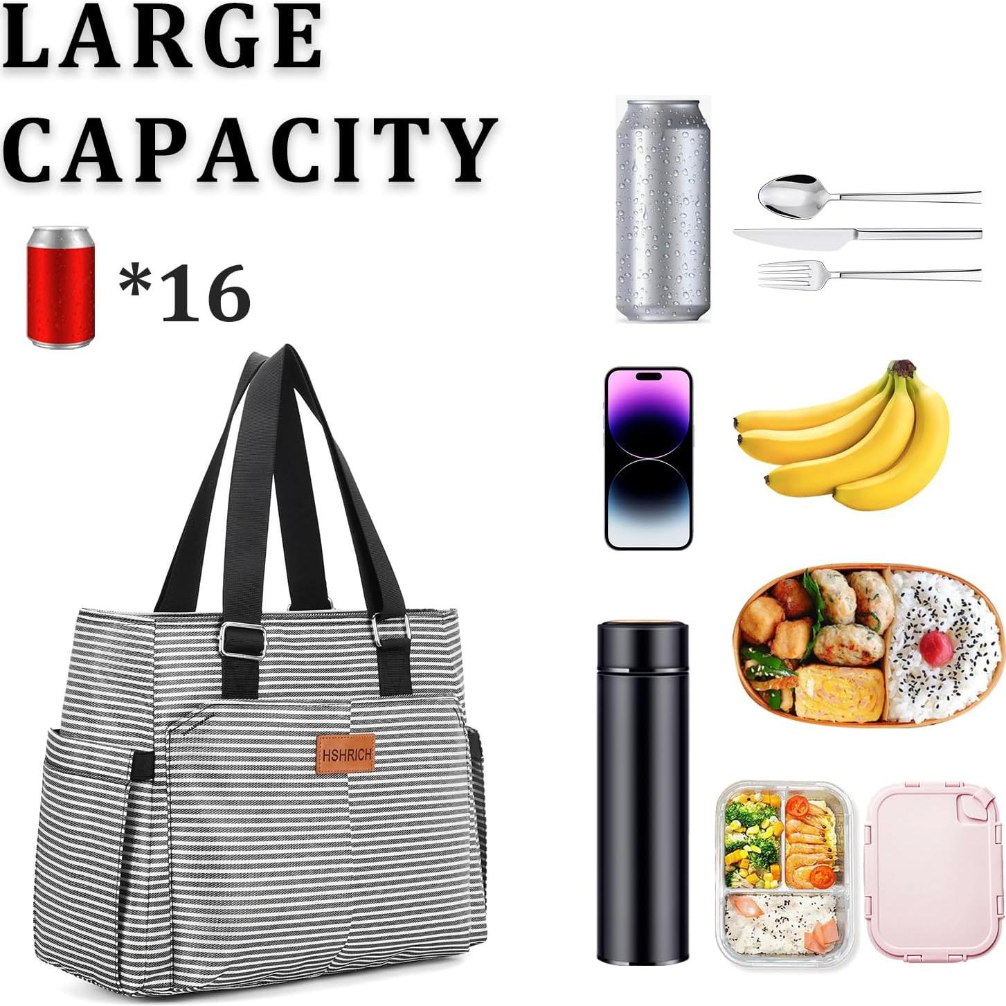 Bolsa de Almuerzo Aislada HSHRICH 12L Rayas para Adultos