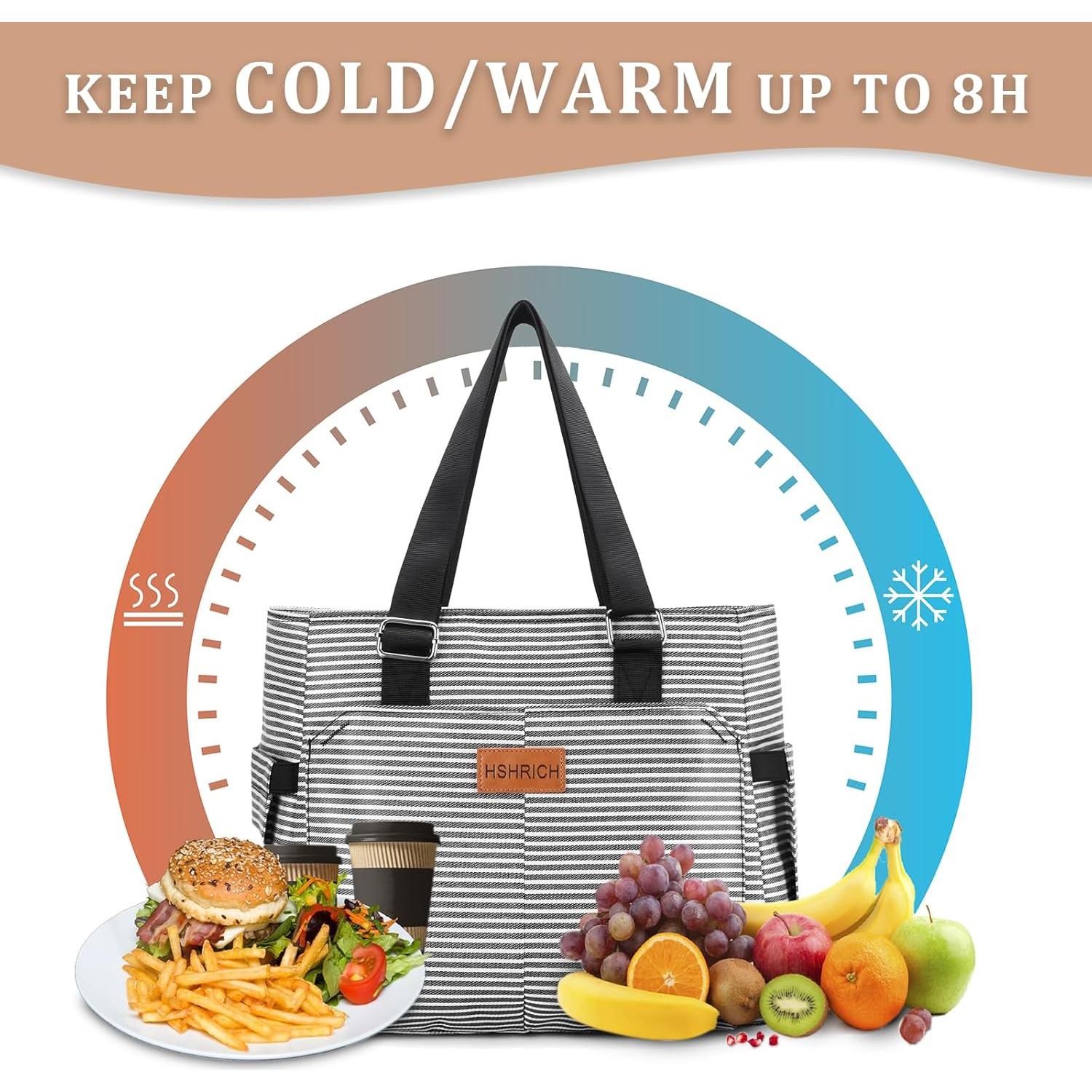 Bolsa de Almuerzo Aislada HSHRICH 12L Rayas para Adultos