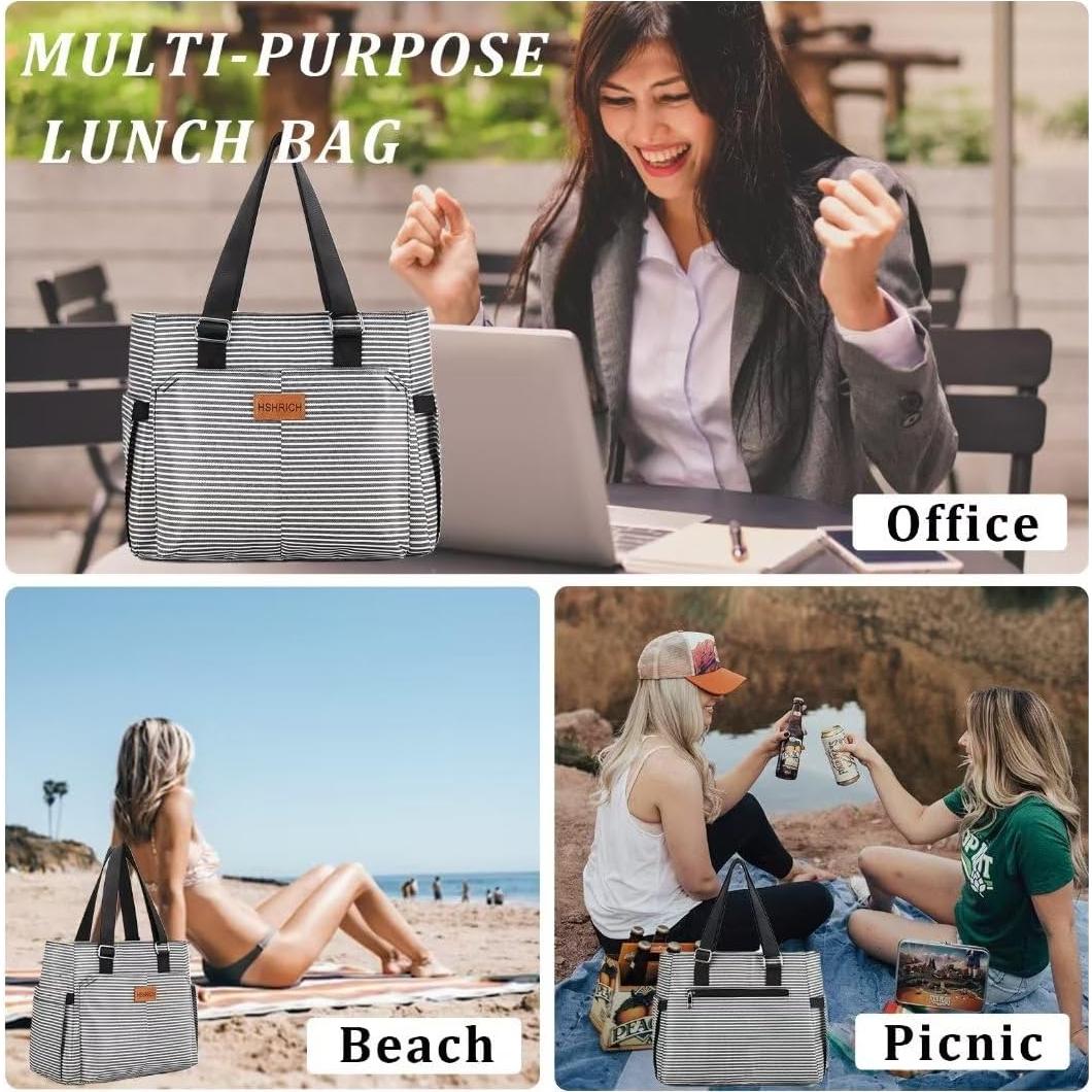 Bolsa de Almuerzo Aislada HSHRICH 12L Rayas para Adultos