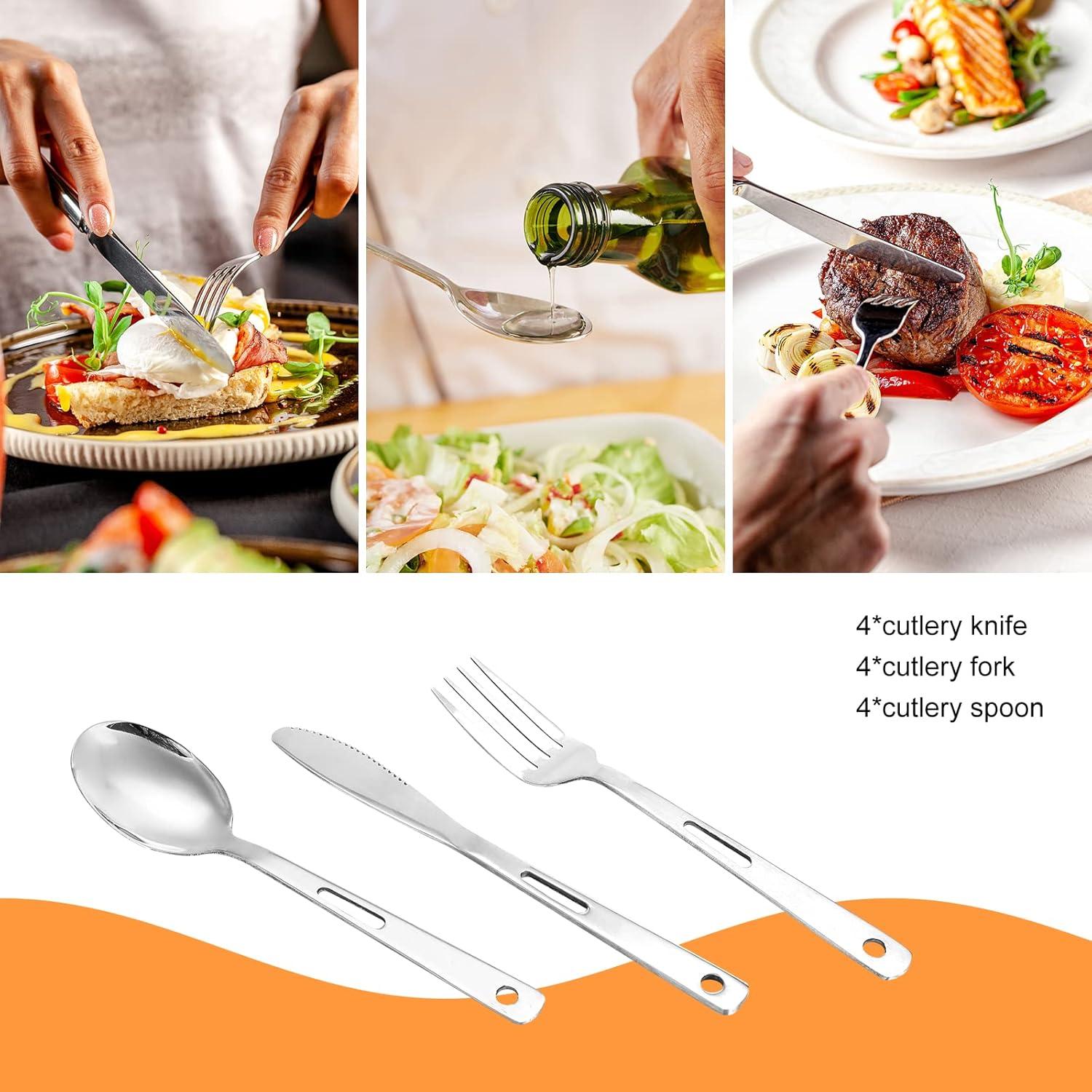 Set de Vajilla de Camping 28 Piezas CONJGI Acero Inoxidable