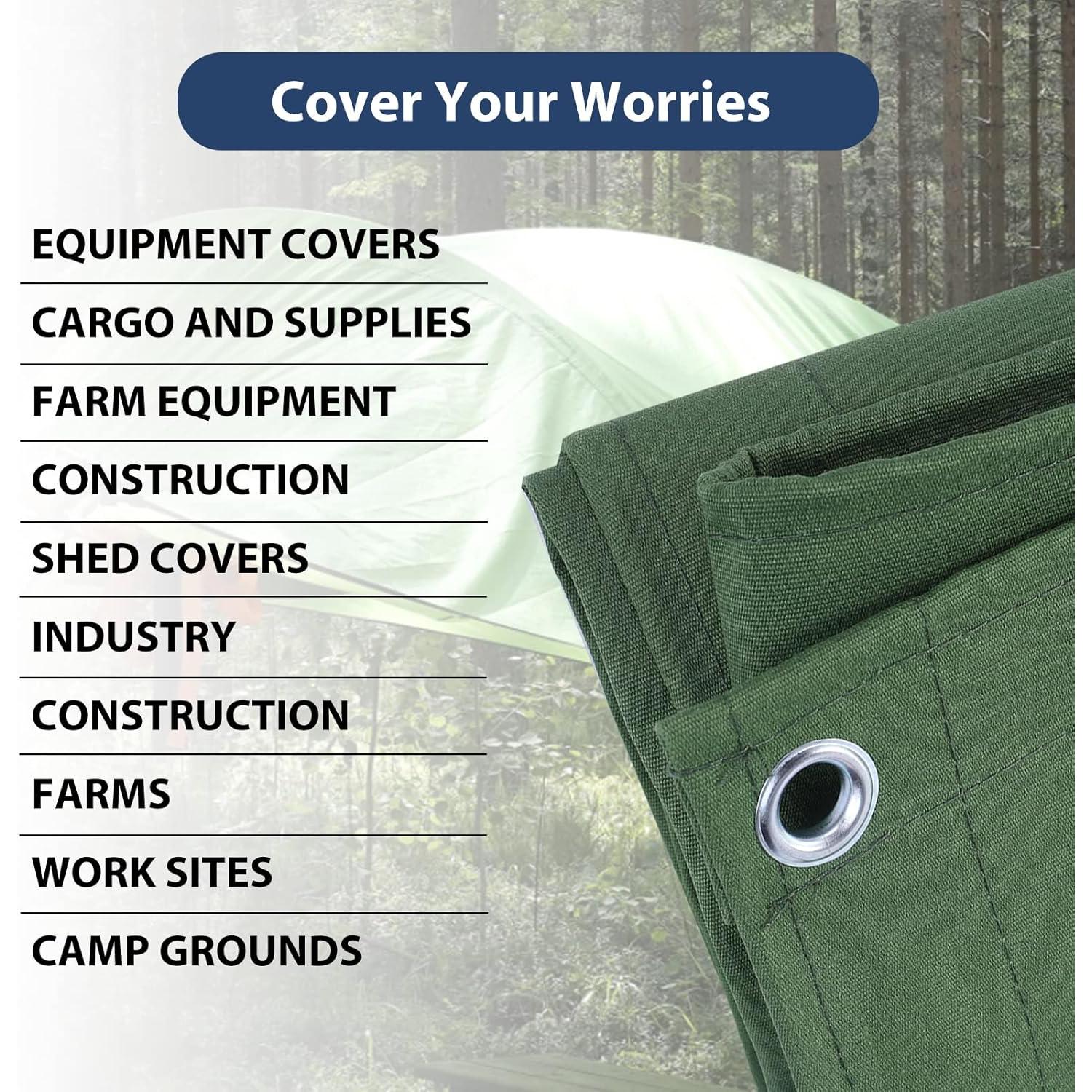 Lona de Lienzo 5x7 Ezcasch Resistente al Agua 22 Mil Verde