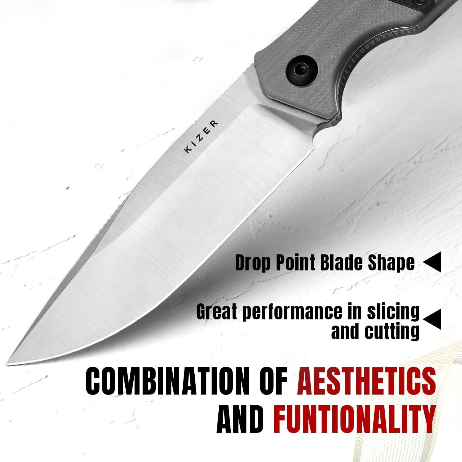 Cuchillo de Hoja Fija Kizer Militaw D2 con Funda 20.77cm