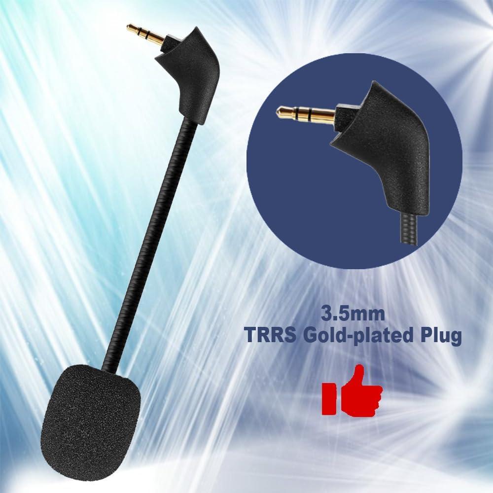 Mic Replacement Microphone Boom fits for Kingston HyperX Cloud II Cloud Core Cloud X Cloud Pro Silver 1st Version Gaming Headsets Noise Cancelling 3.5mm Jack Black