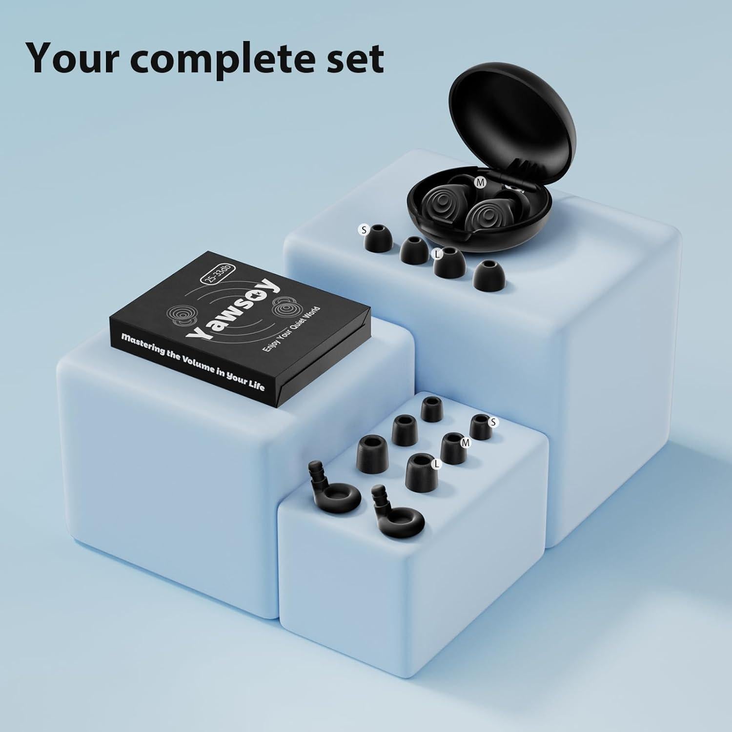 Tapones para oídos Yawsoy negros, reutilizables, 25-33dB