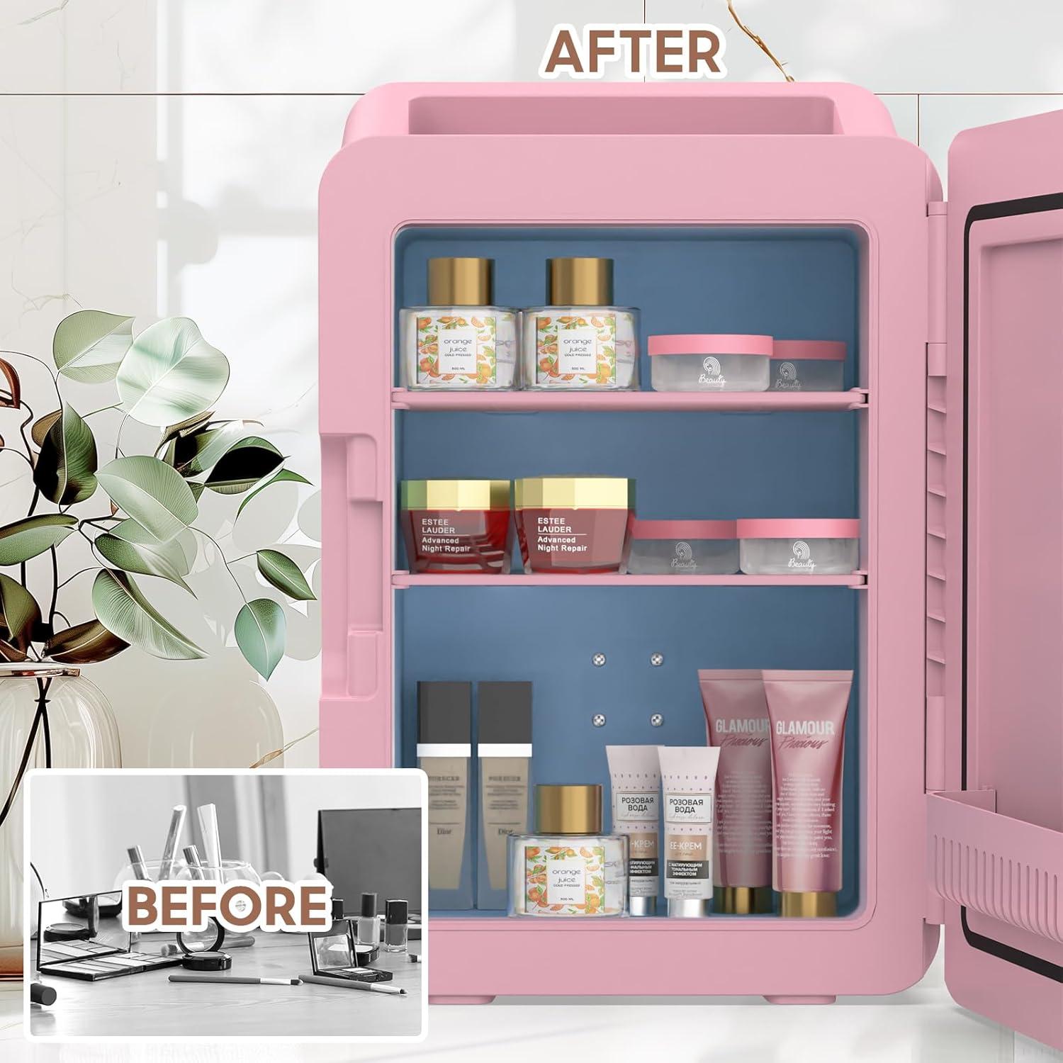 Refrigerador Mini 12L advwin Rosa con Luz LED y Calentador