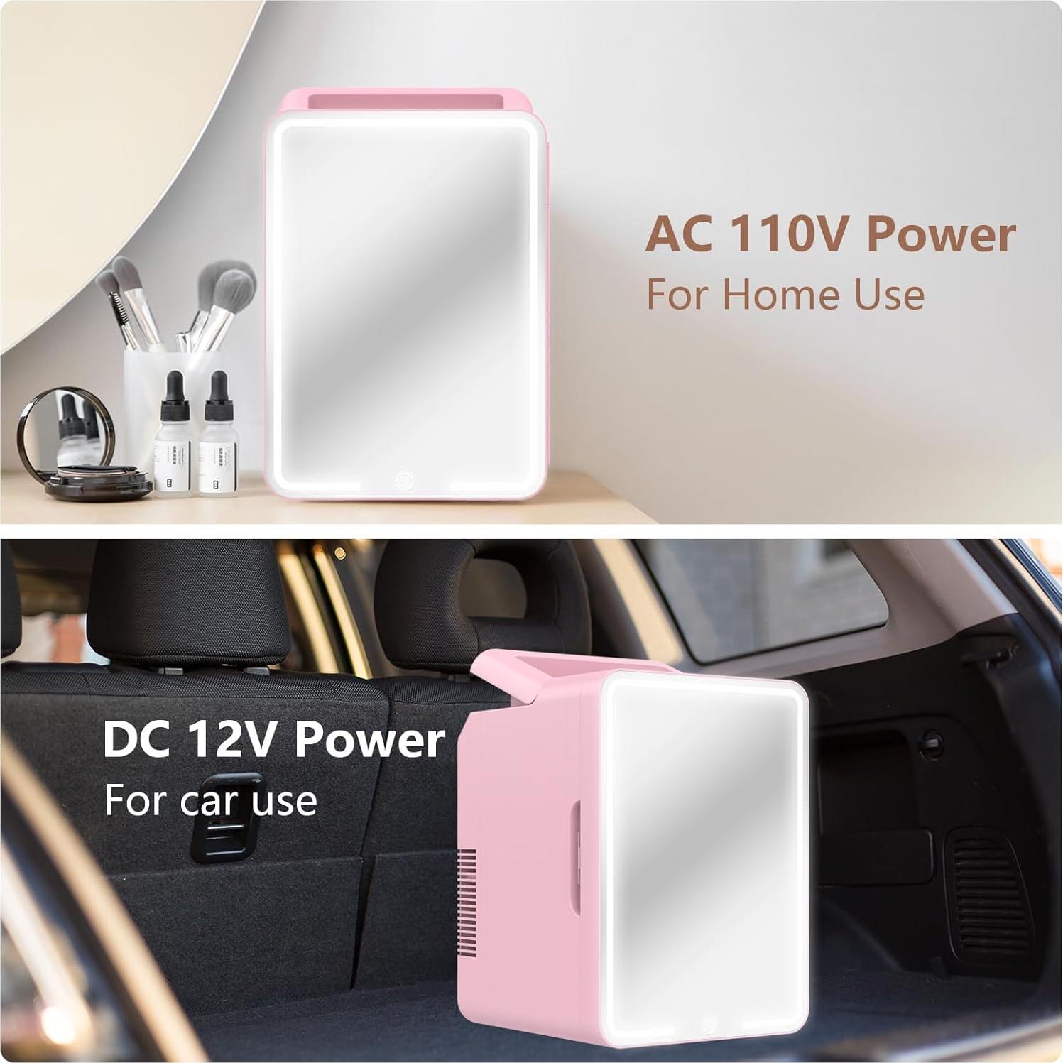 Refrigerador Mini 12L advwin Rosa con Luz LED y Calentador