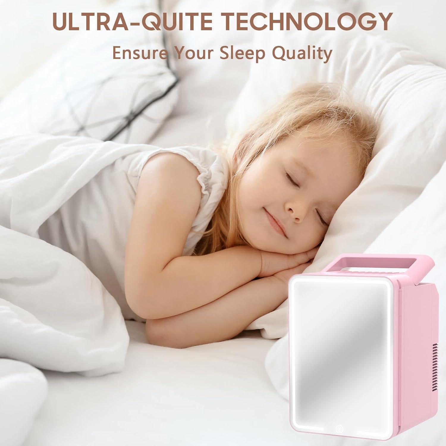 Refrigerador Mini 12L advwin Rosa con Luz LED y Calentador