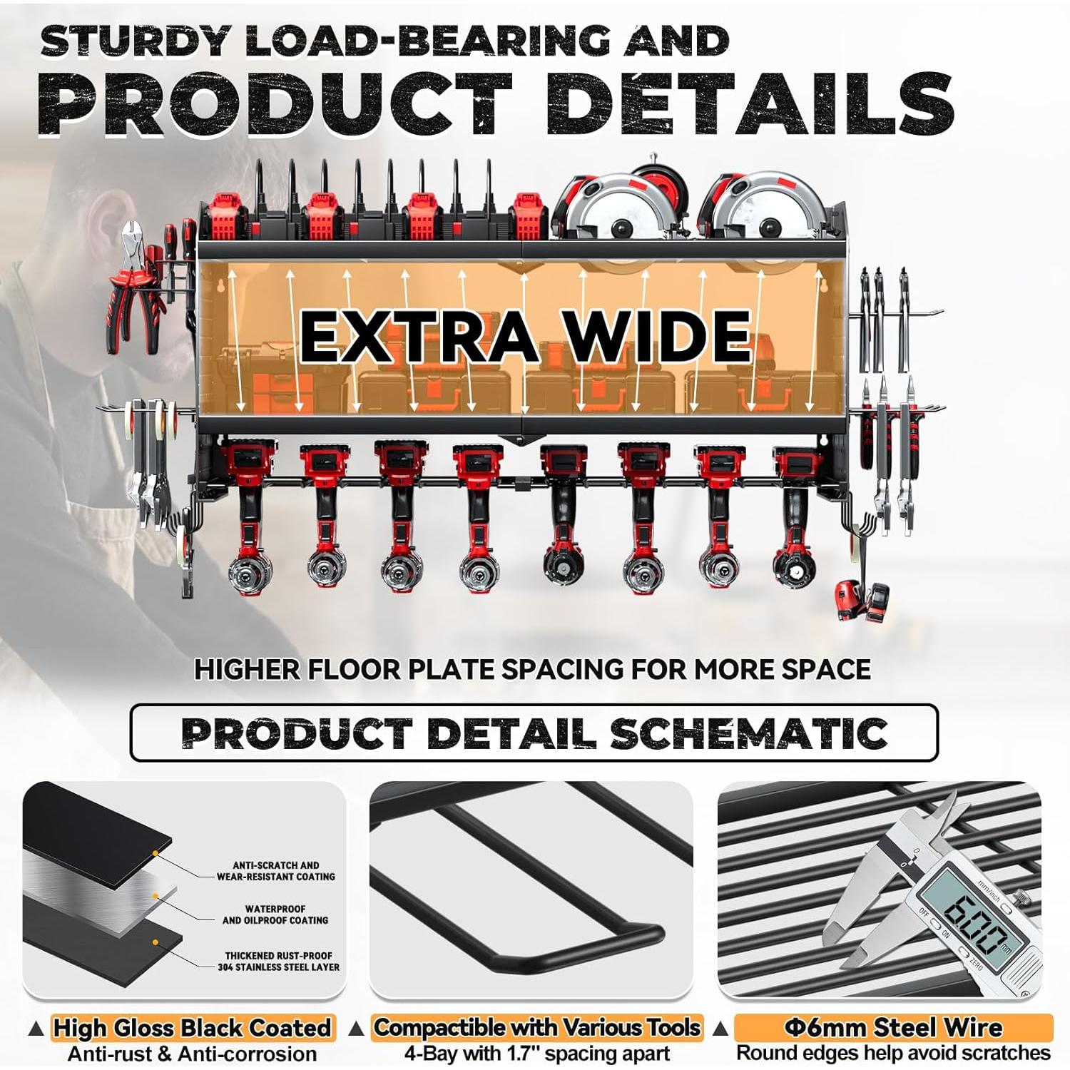 Organizador de Herramientas WIWIDRM con Soporte para 8 Taladros