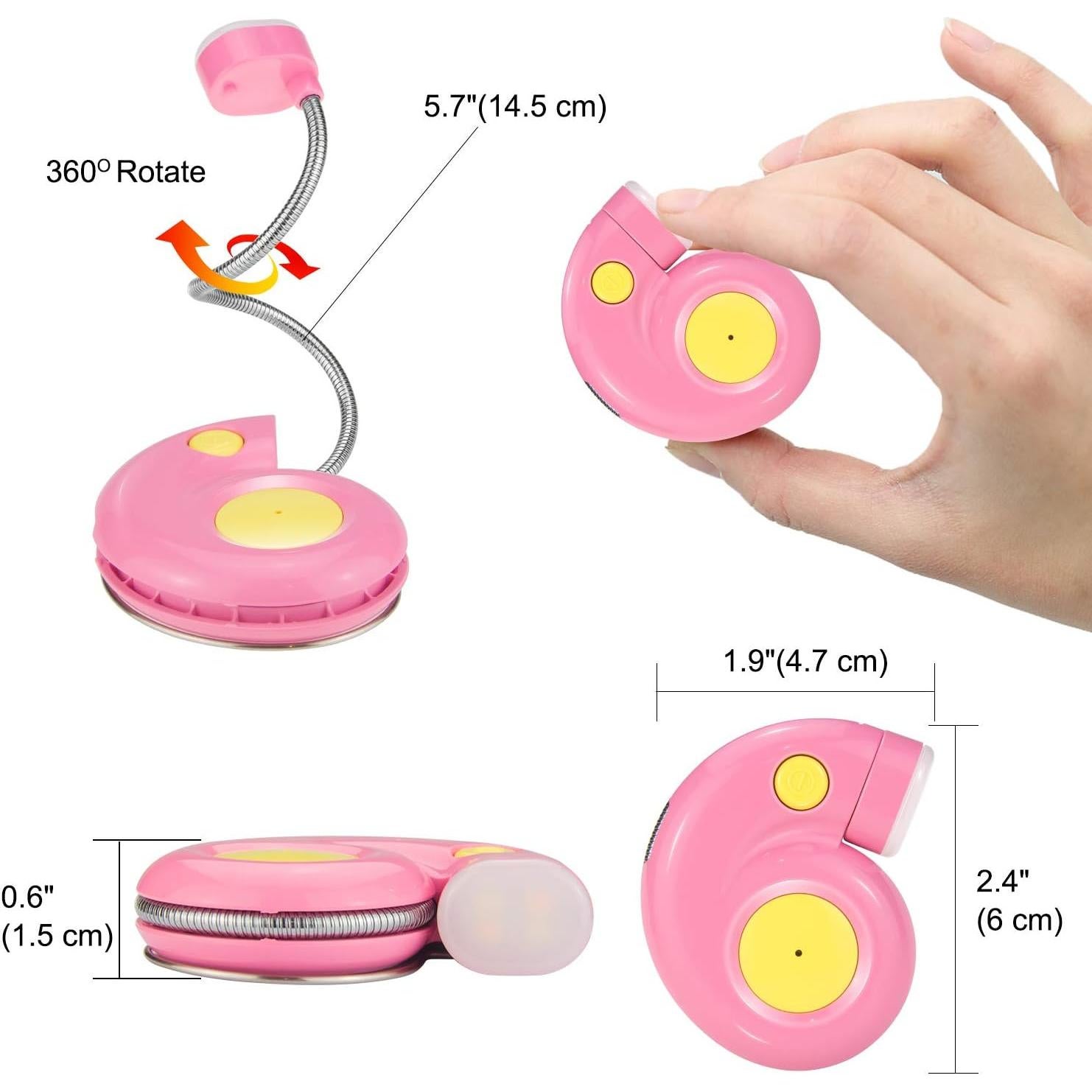 Luz de Libro Recargable LUXSWAY Rosa con Regulador de Brillo