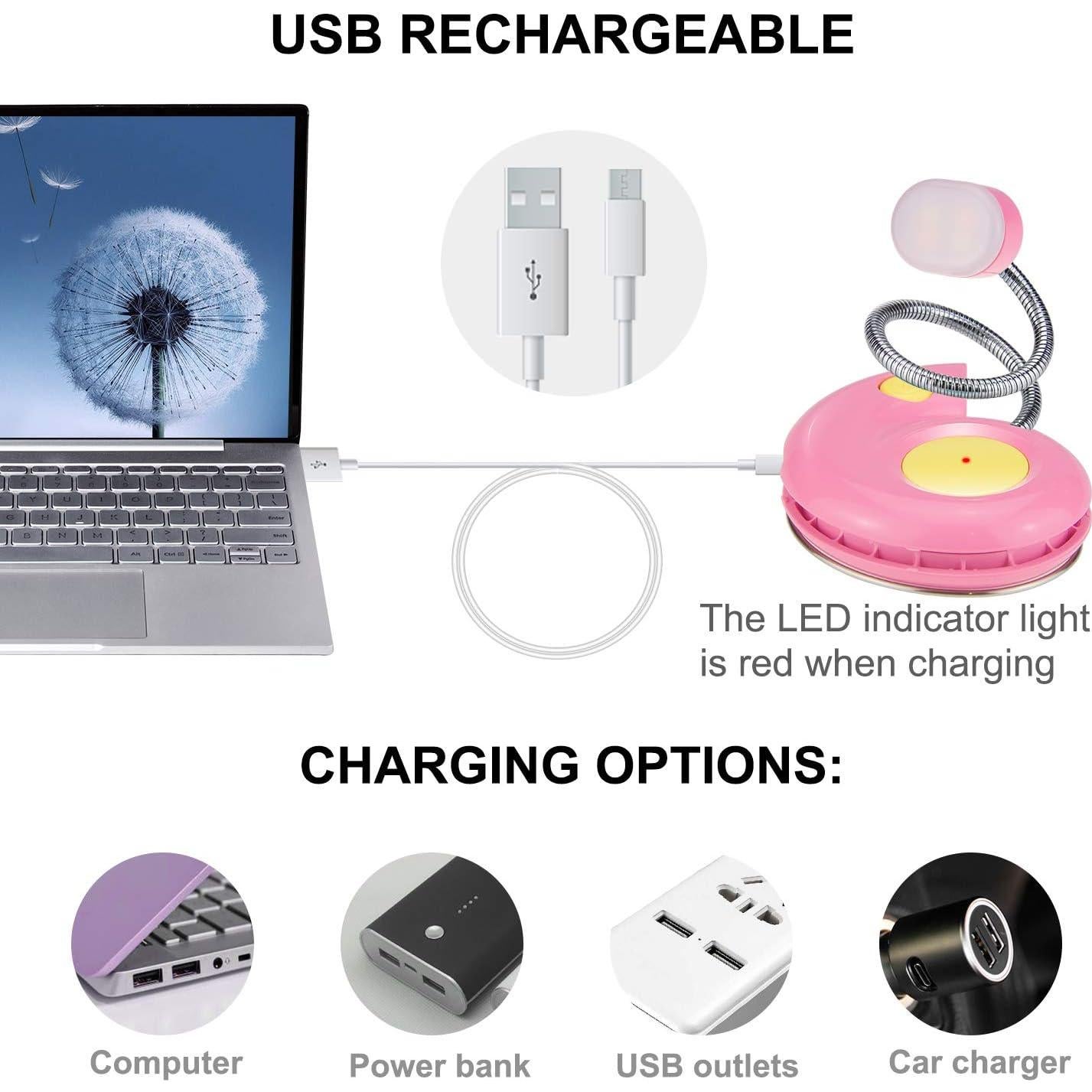 Luz de Libro Recargable LUXSWAY Rosa con Regulador de Brillo