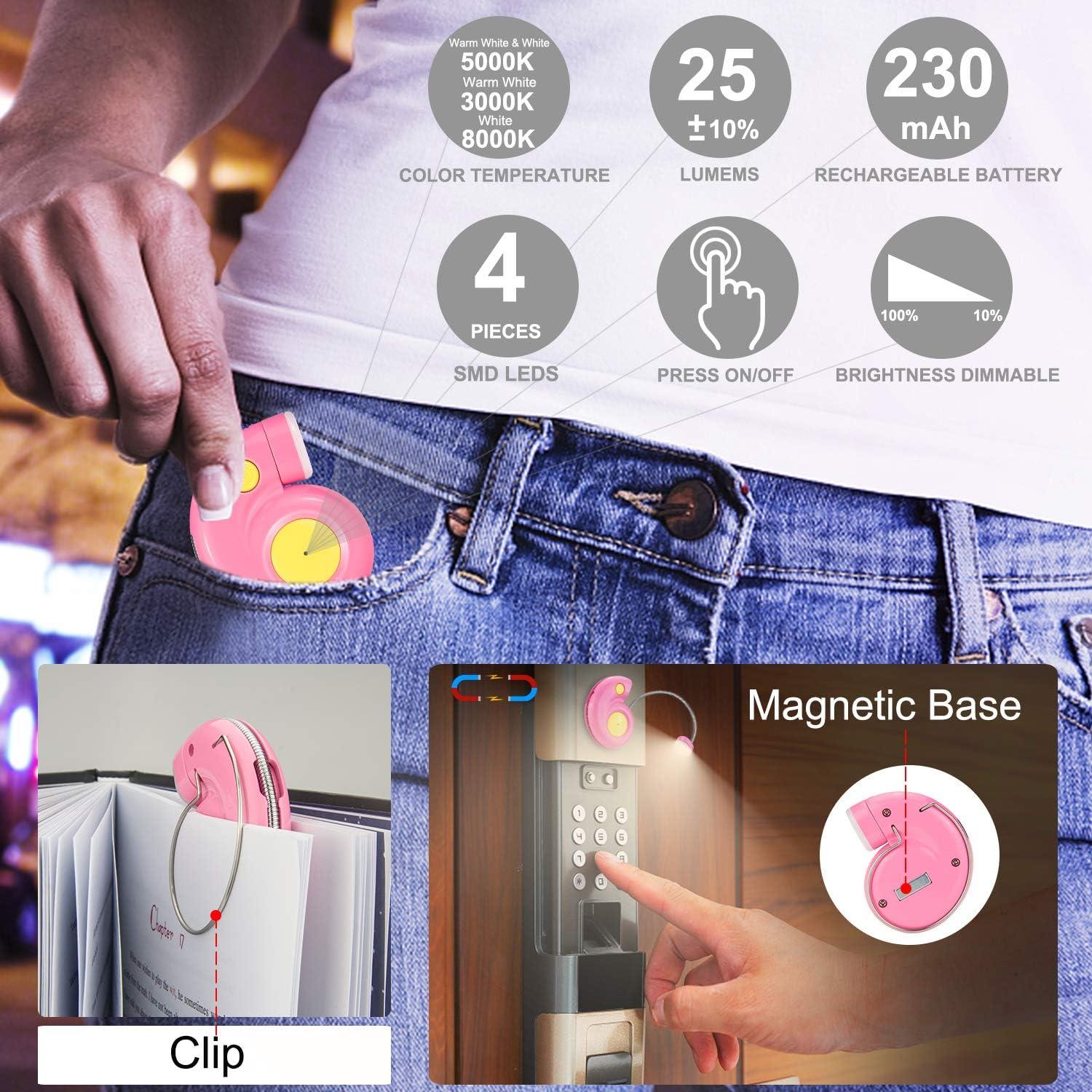 Luz de Libro Recargable LUXSWAY Rosa con Regulador de Brillo