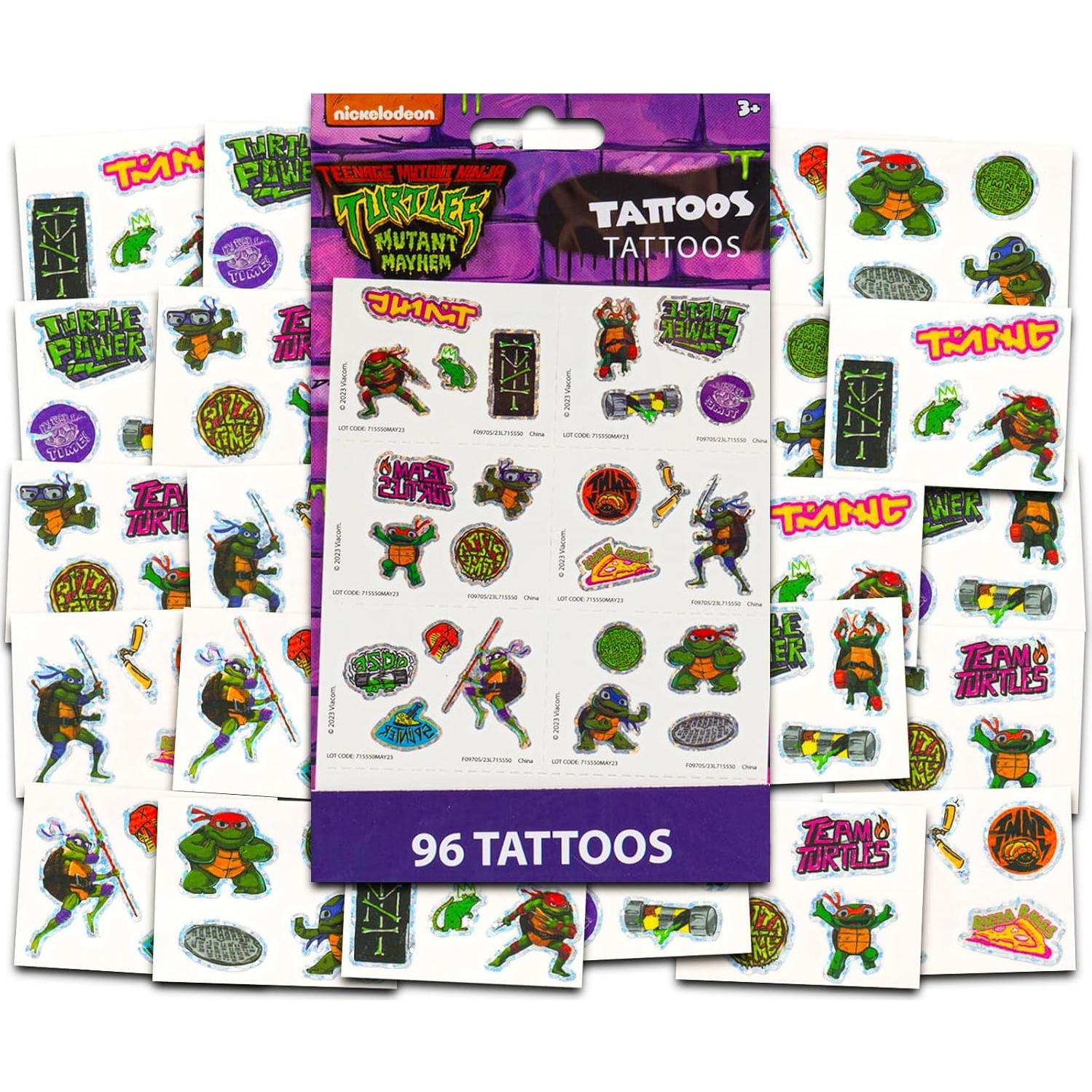 Set Stickers y Tatuajes Tortugas Ninja TMNT - 60 Stickers y 96 Tatuajes