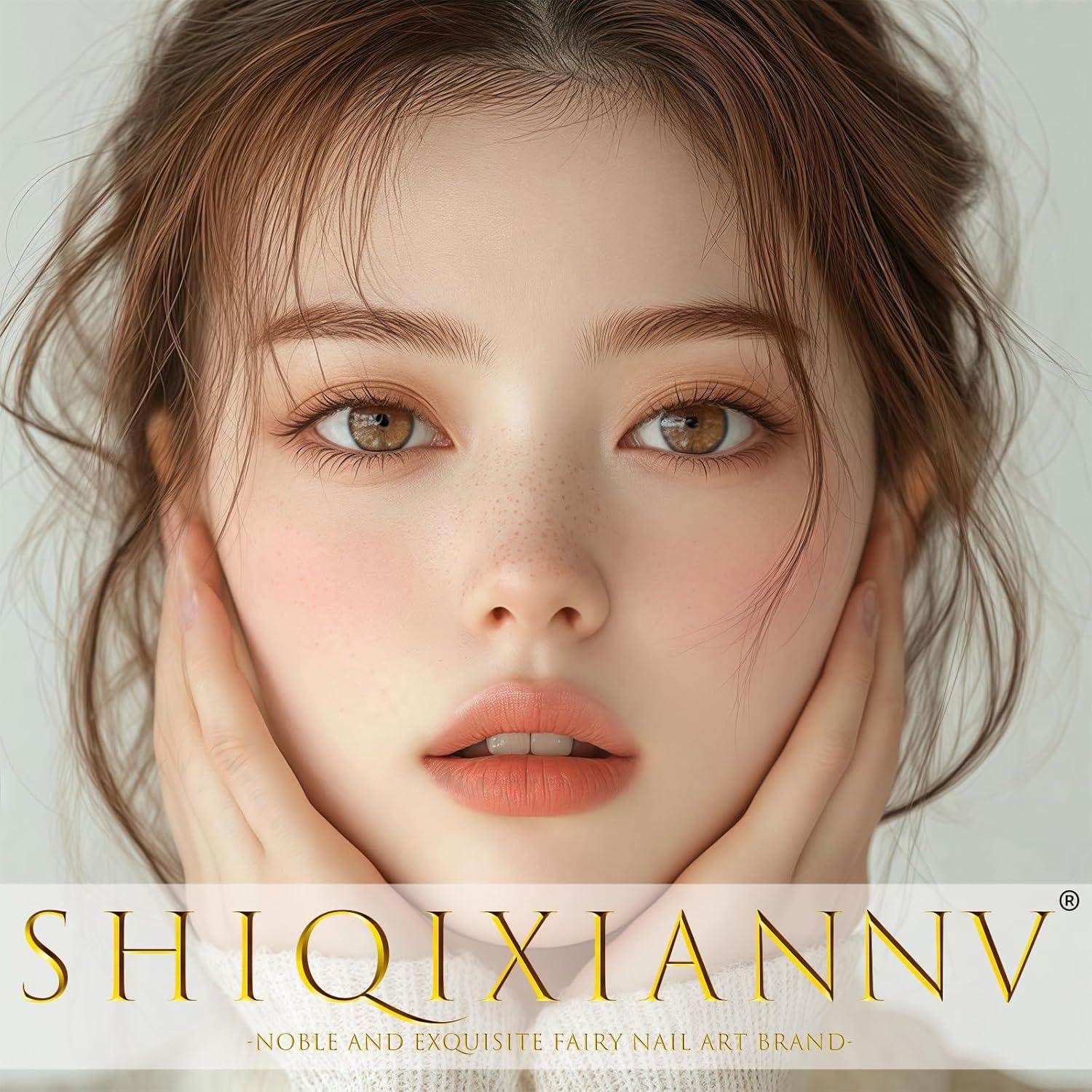 Uñas Postizas Almendra SHIQIXIANNV 24pcs Consejos Franceses Azules