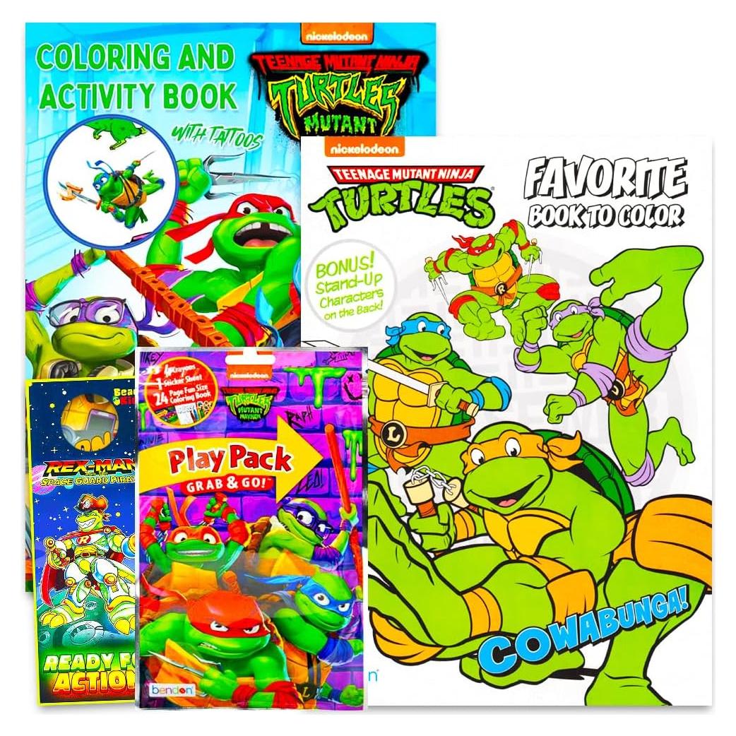 Set de libros para colorear Tortugas Ninja - 3 libros y 60 calcomanías