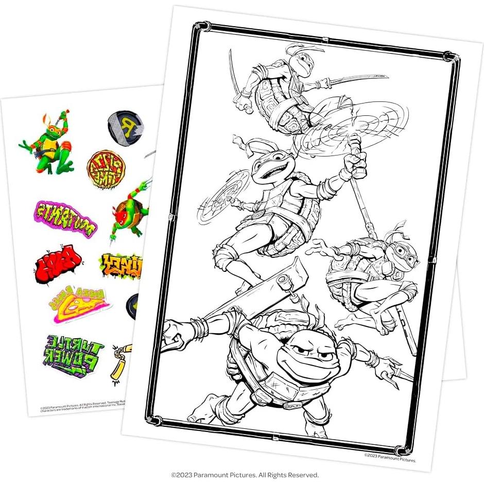 Set de libros para colorear Tortugas Ninja - 3 libros y 60 calcomanías