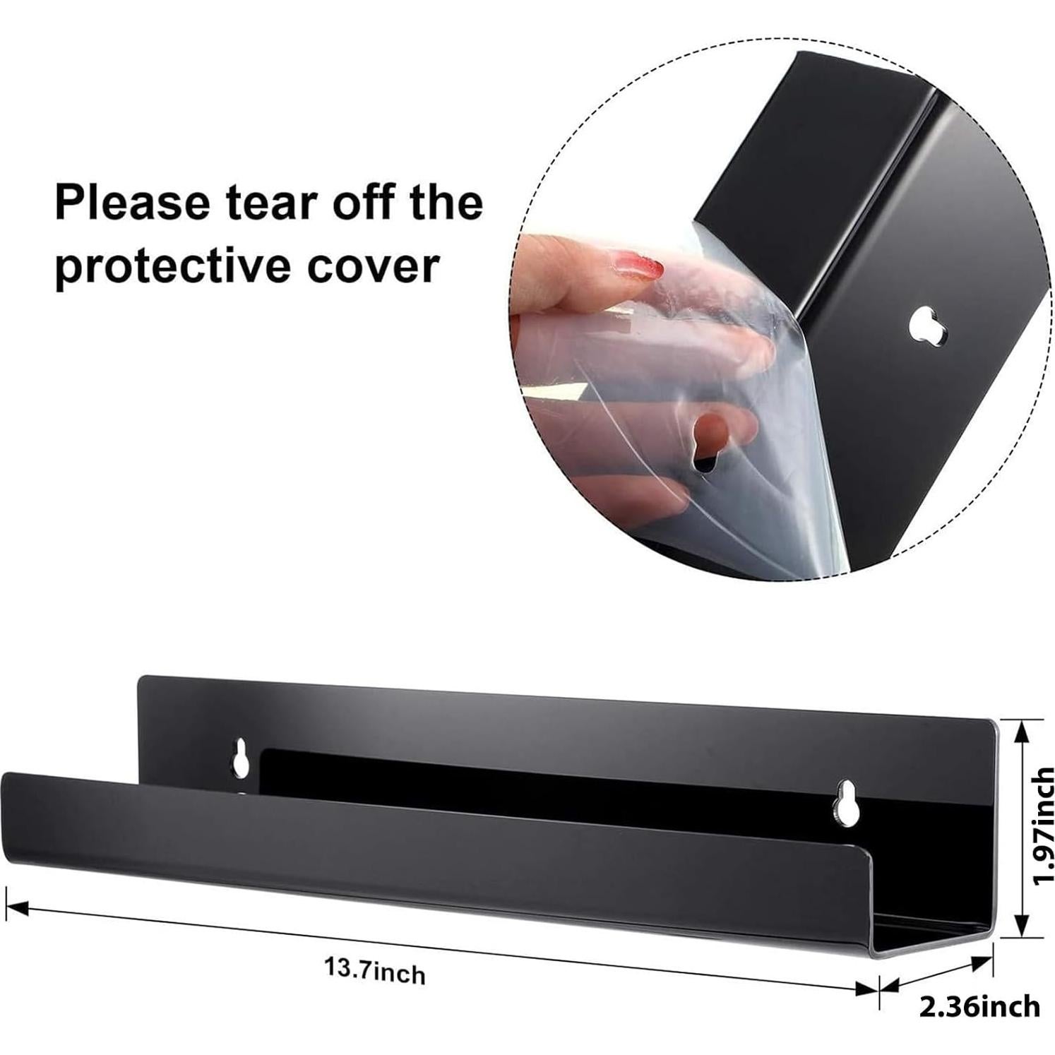 Estante Flotante de Acrílico Blulu 14" Negro - 8 Unidades