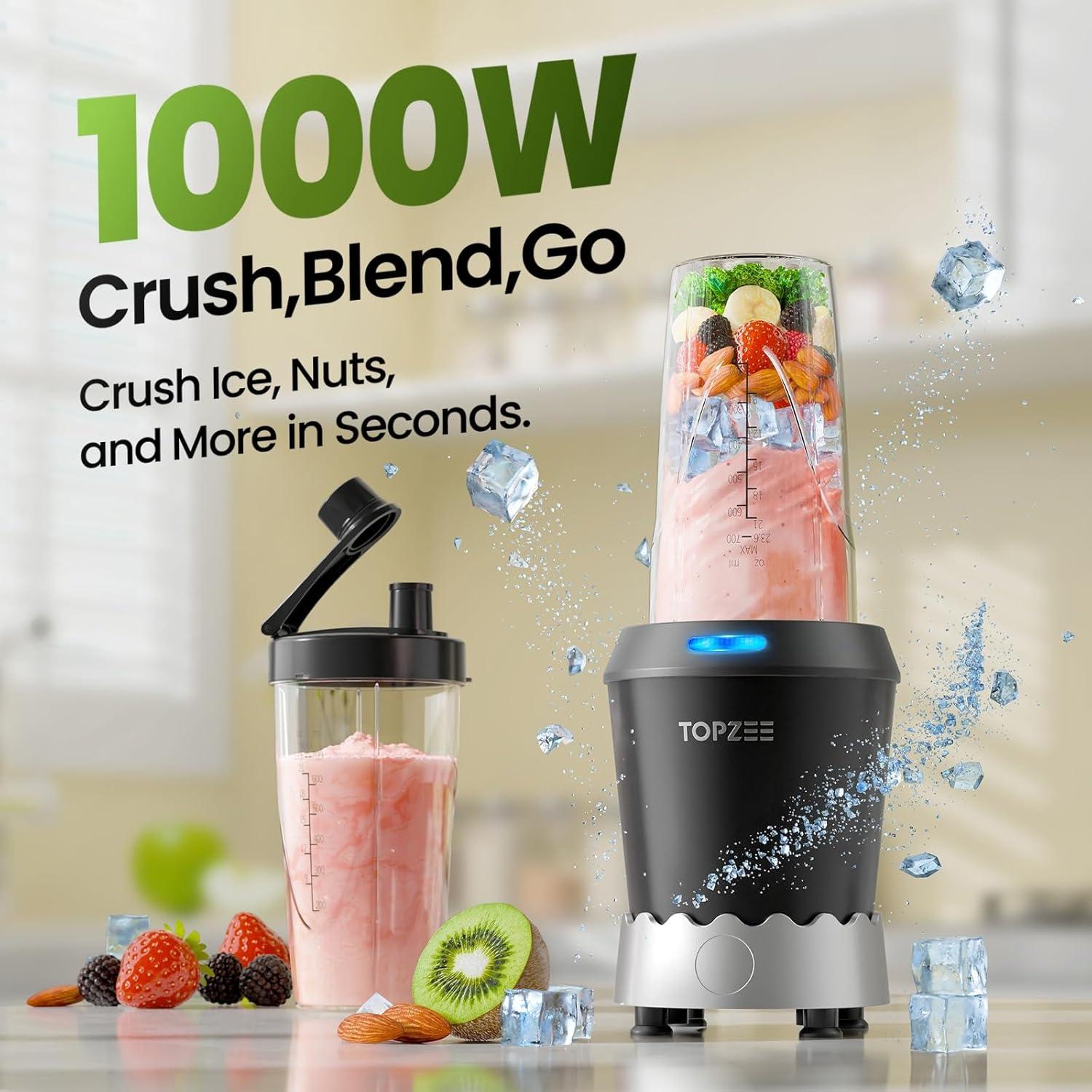 Licuadora Personal TOPZEE 1000W con Taza de 24oz para Smoothies