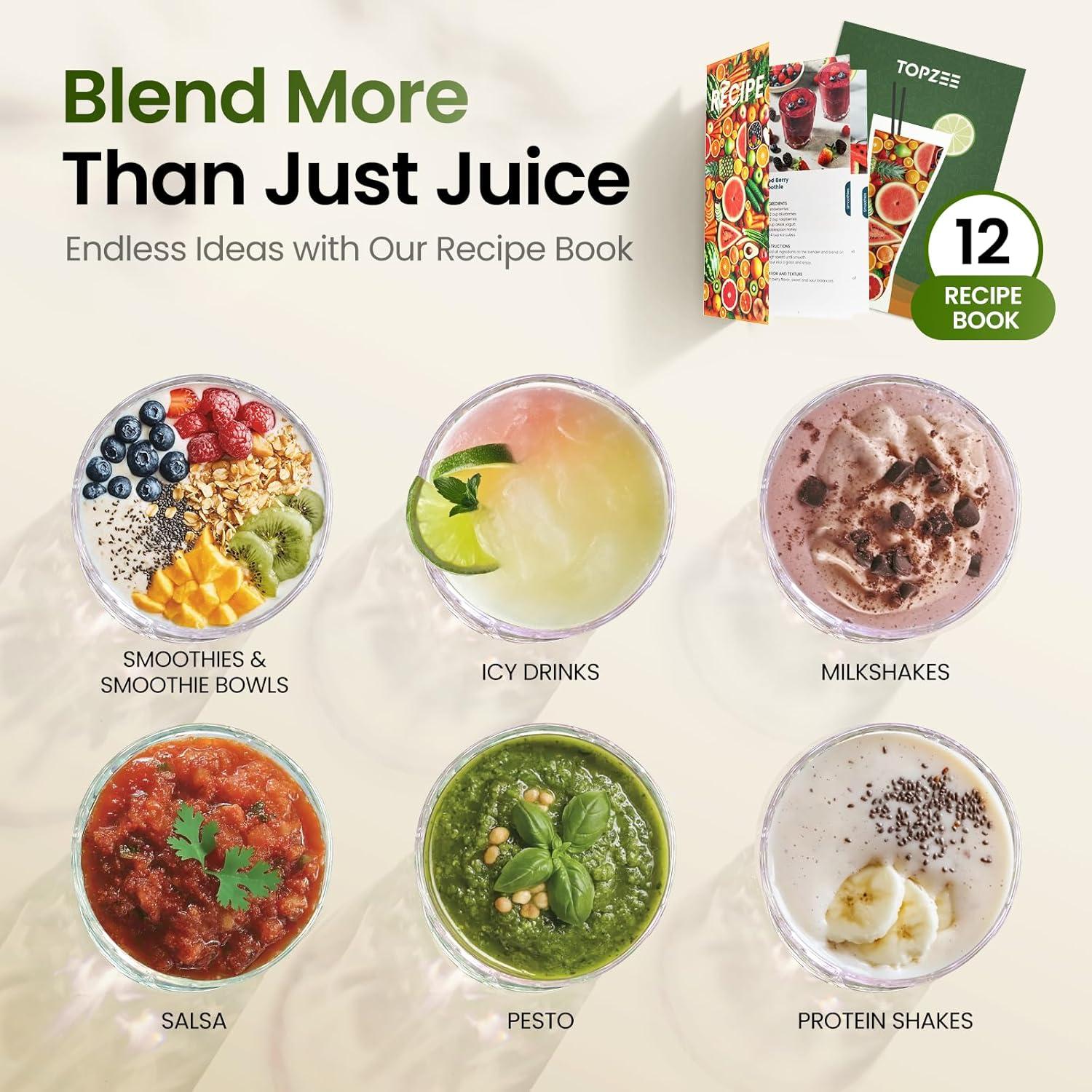 Licuadora Personal TOPZEE 1000W con Taza de 24oz para Smoothies