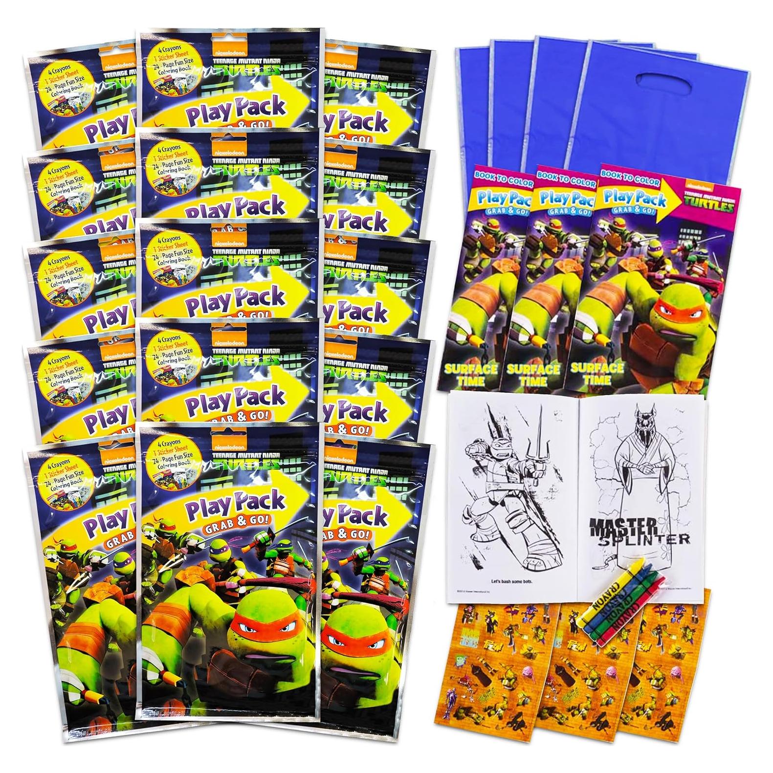 Juego de 15 Paquetes Fiesta Tortugas Ninja - Libros y Crayones